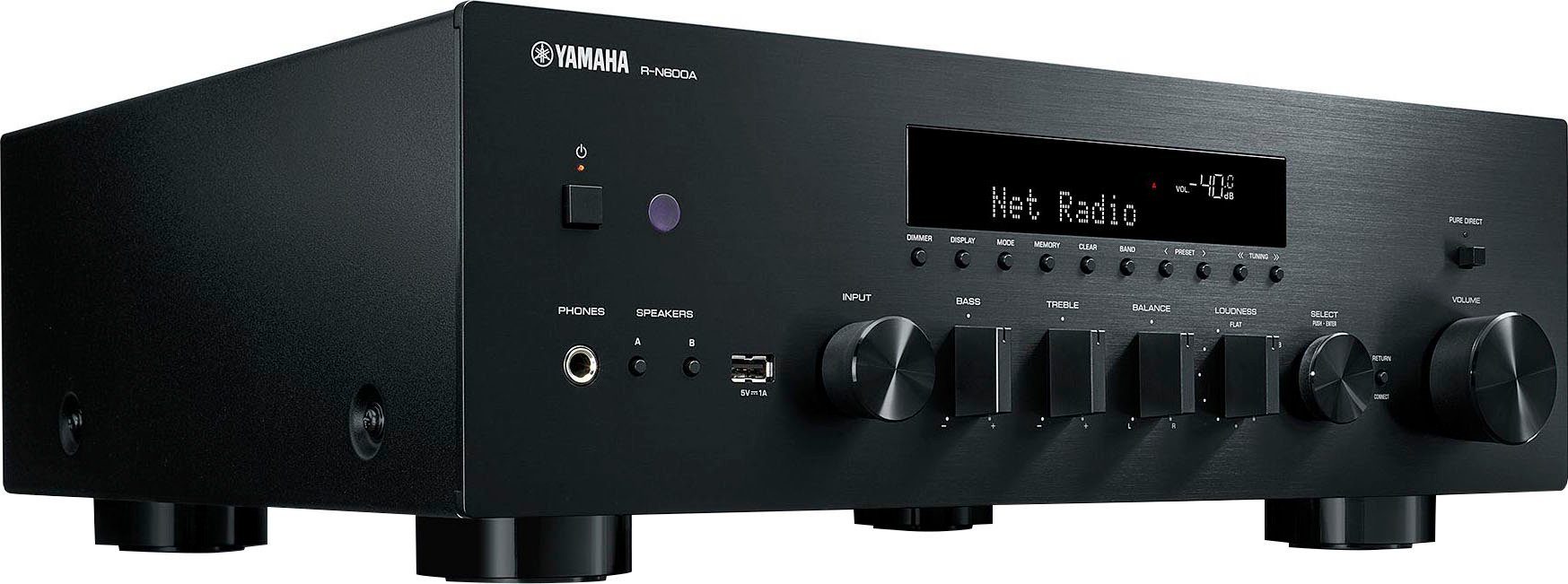 Yamaha R-N600A Netzwerk-Receiver (Bluetooth, LAN (Ethernet), (WLAN, Spotify, Amazon Music, Phono, MusicCast, TV)