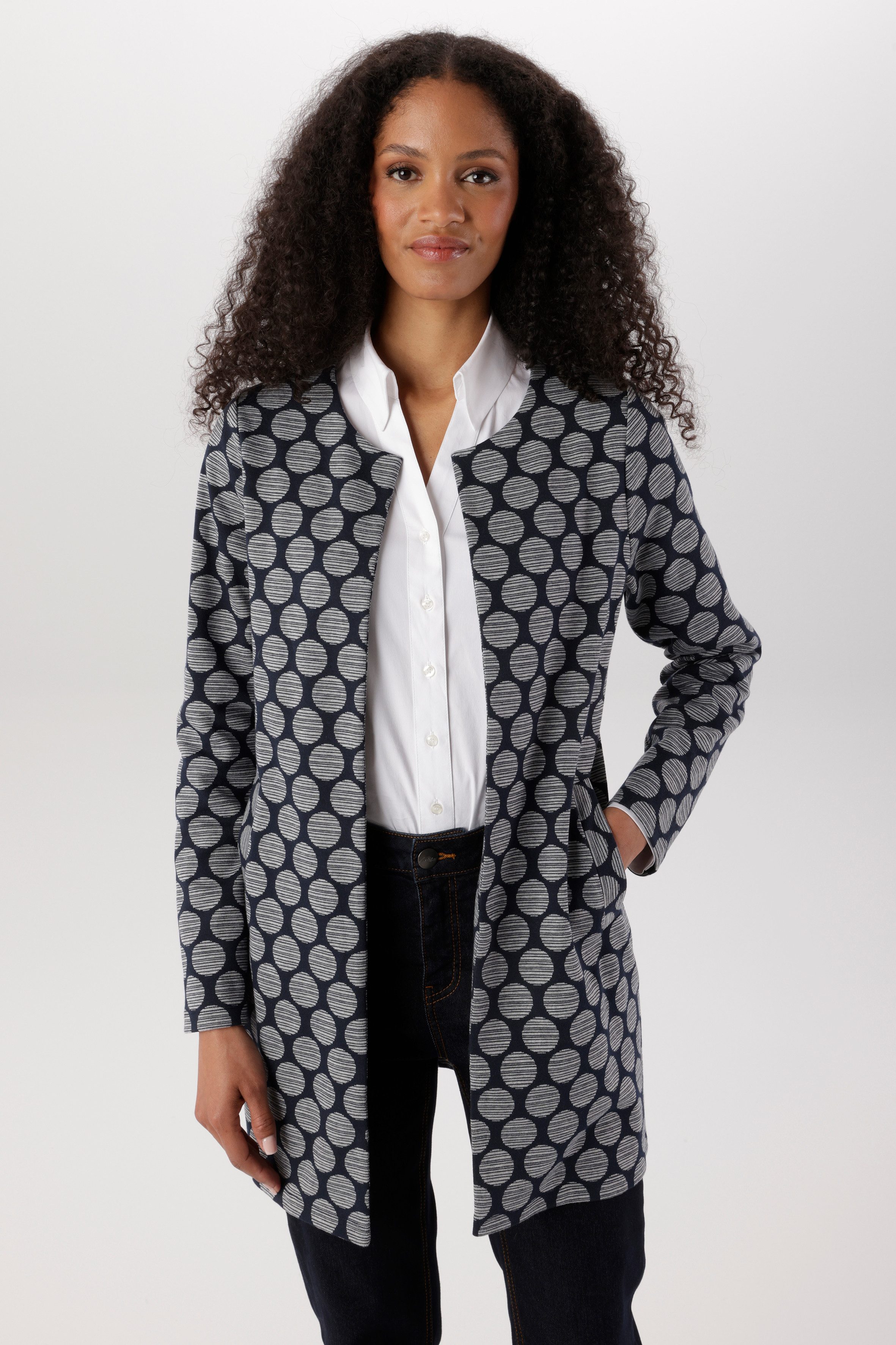 Aniston SELECTED Longblazer in modischer Länge und mit gestreiften Punkten - NEUE KOLLEKTION
