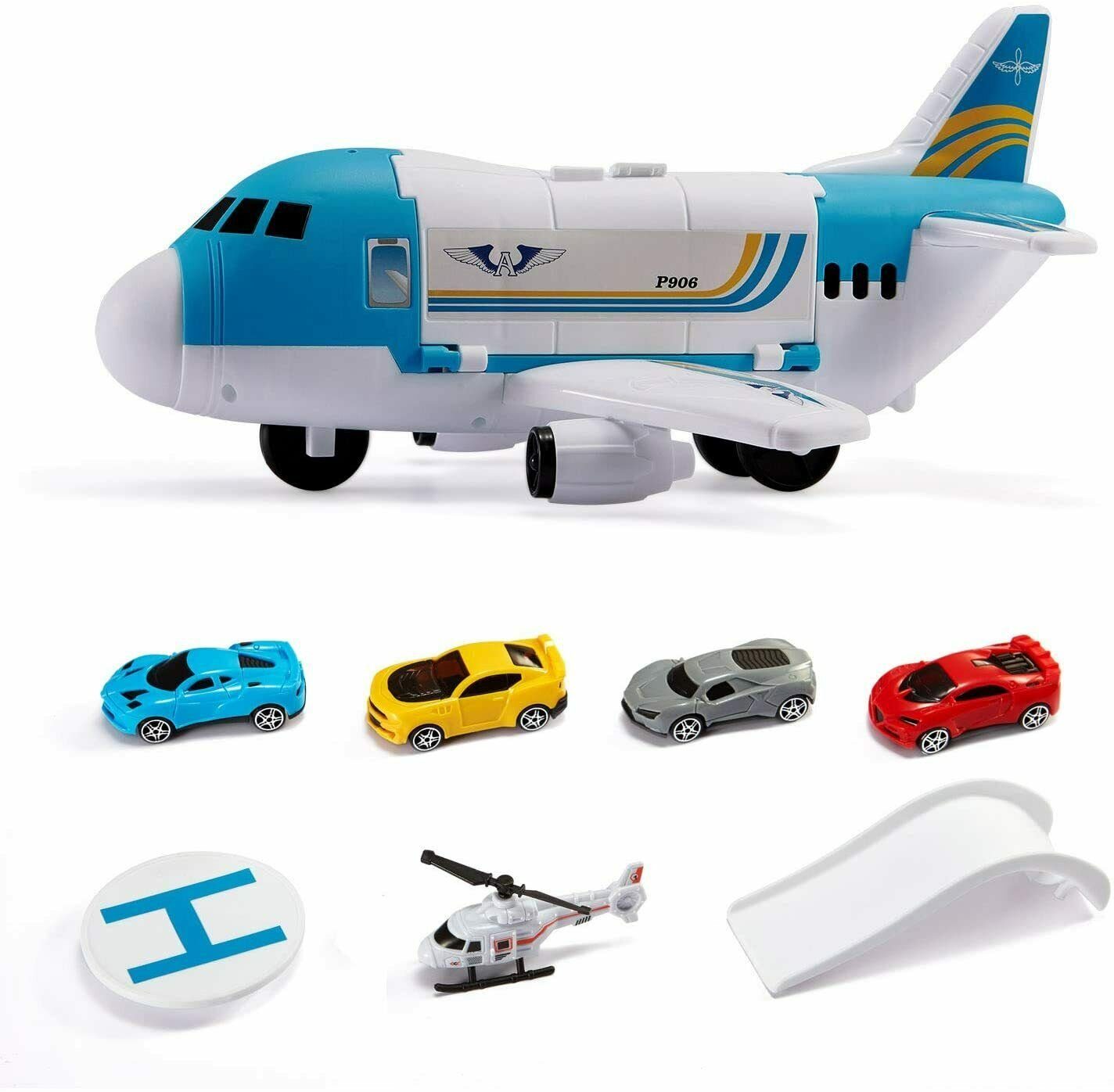 Transport Flugzeug Spielzeug 1 Hubschrauber Set Neu Transportflugzeug 4 Autos 