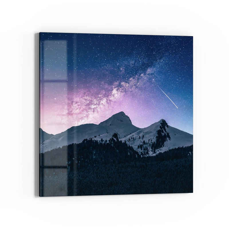 DEQORI Glasbild 'Nachthimmel in den Bergen', 'Nachthimmel in den Bergen', Glas Wandbild Bild schwebend modern