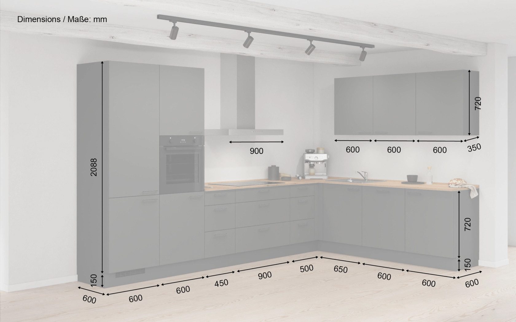 nobilia® Winkelküche Socker, individuell anpassbar, gratis Küchenplanung mit Profis, (Breite 613.2 cm), vormontiert, wahlw. mit E-Geräten, inkl. Lieferung