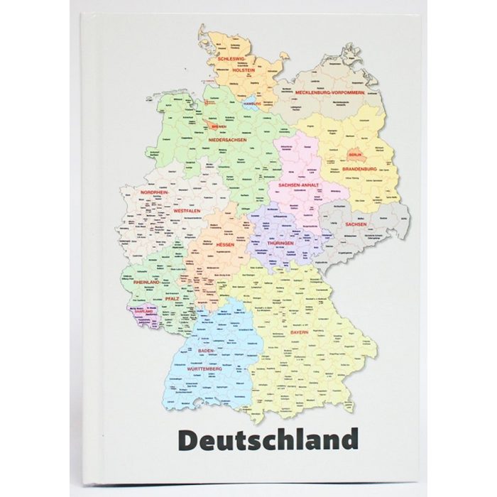 ADINA Notizbuch ADINA Notizbuch A5 fester Deckel dotted Deutschlandkarte