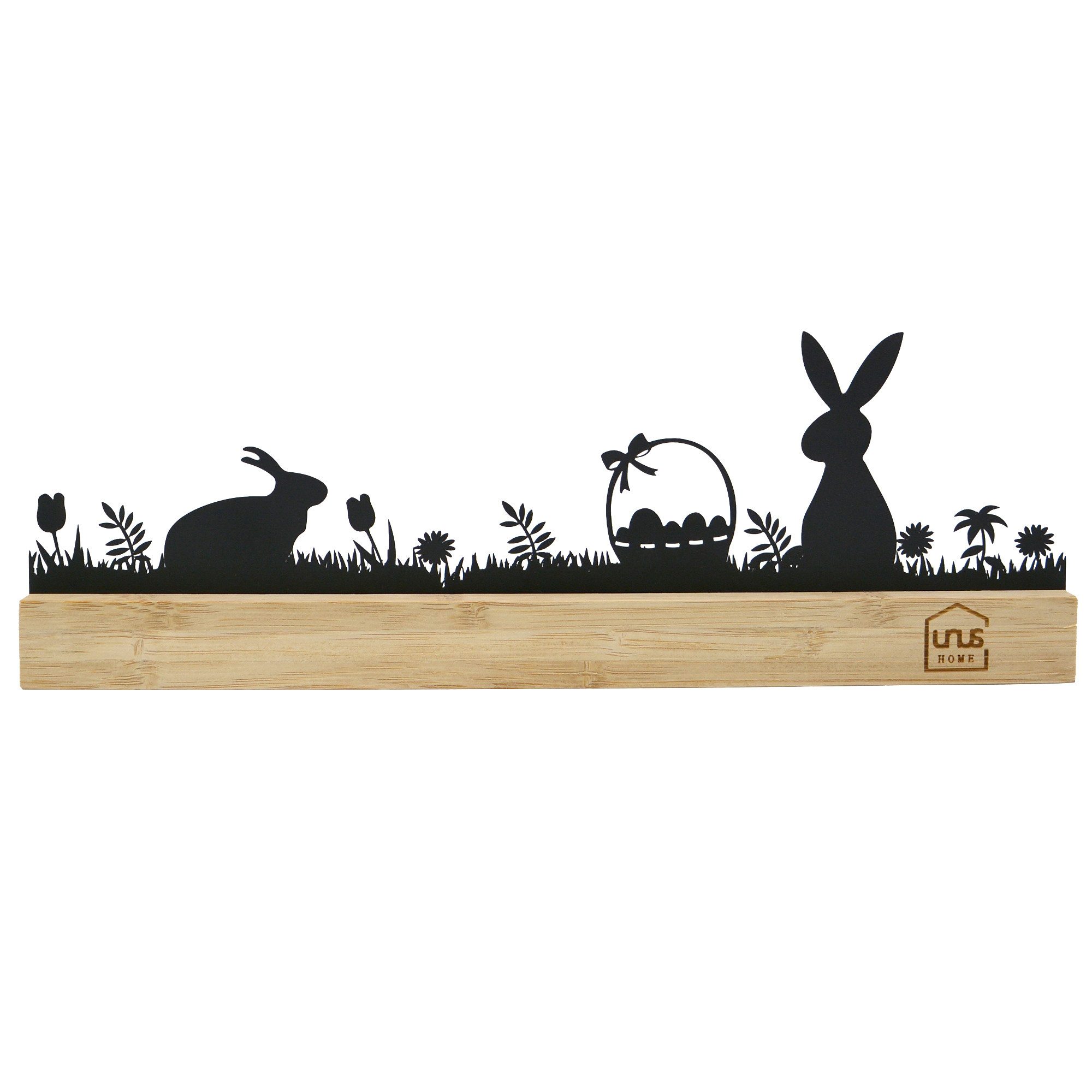 UNUS HOME Dekofigur Aufsteller Frohe Ostern Oster-Silhouette (30cm breit), Osterdeko Osterdekoration Oster-Aufsteller Ostern Osterhasen Ostereier