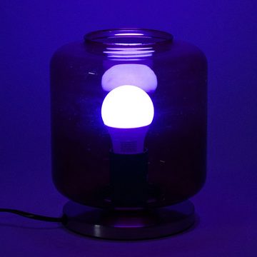 etc-shop LED Tischleuchte, Leuchtmittel inklusive, Warmweiß, Farbwechsel, Retro Nacht Tisch Leuchte dimmbar Glas braun Lese Lampe