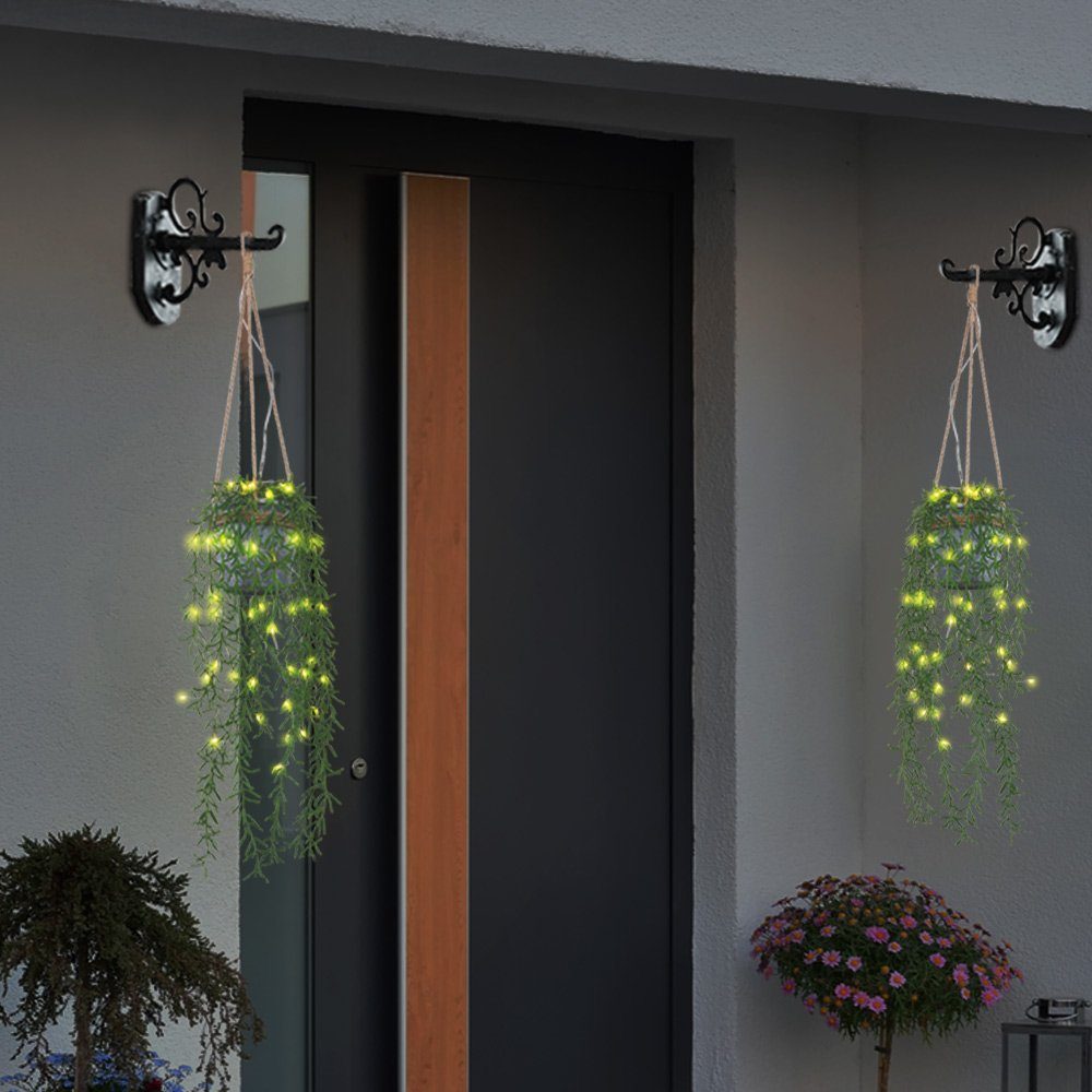 GLOBO LIGHTING Hängeleuchte, LED-Leuchtmittel fest verbaut, Warmweiß, Solarleuchte Pendelleuchte Außenlampe Hängeleuchte LED Kunstpflanze 2x