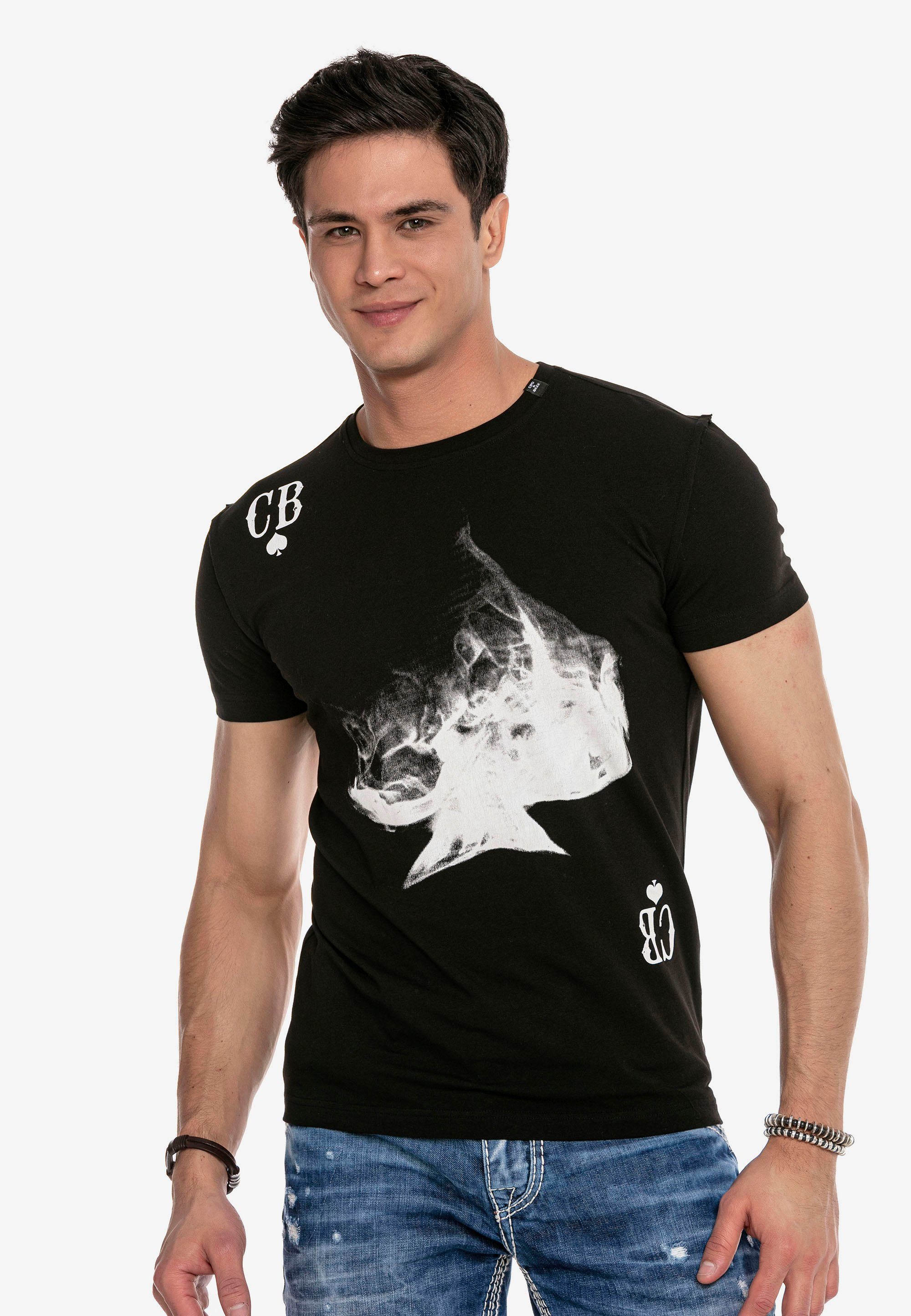 Baxx & T-Shirt schwarz Frontprint Cipo mit trendigem