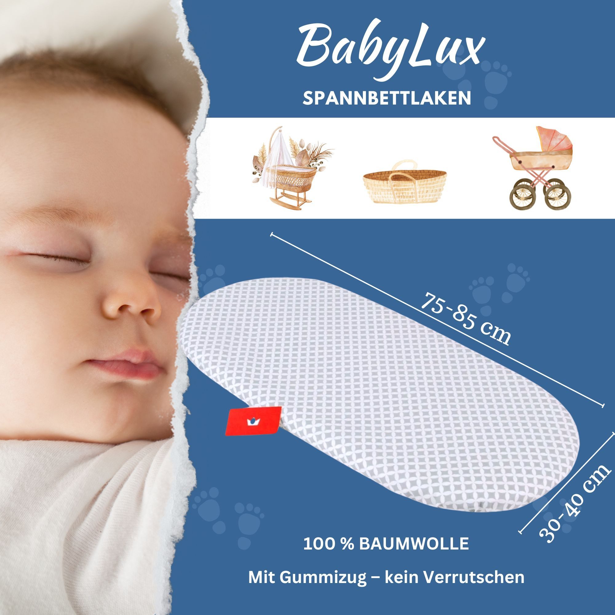 BabyLux Spannbettlaken BABYLUX Spannbettlaken Kinderwagen Baby günstig online kaufen