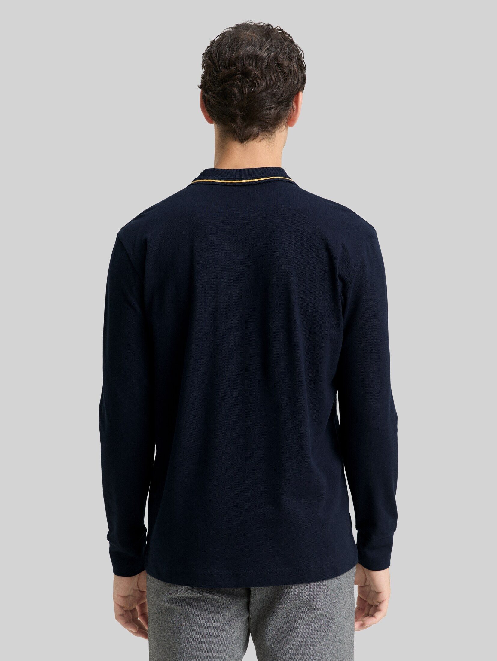 TOM TAILOR Langarm-Poloshirt Poloshirts Langarm Piqué Poloshirt mit Logo-Print