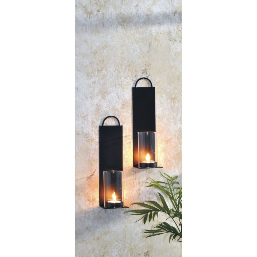 Garden Pleasure Wandkerzenhalter Wandkerzenhalter, 2er Set, aus Metall 7cm x 25,5cm