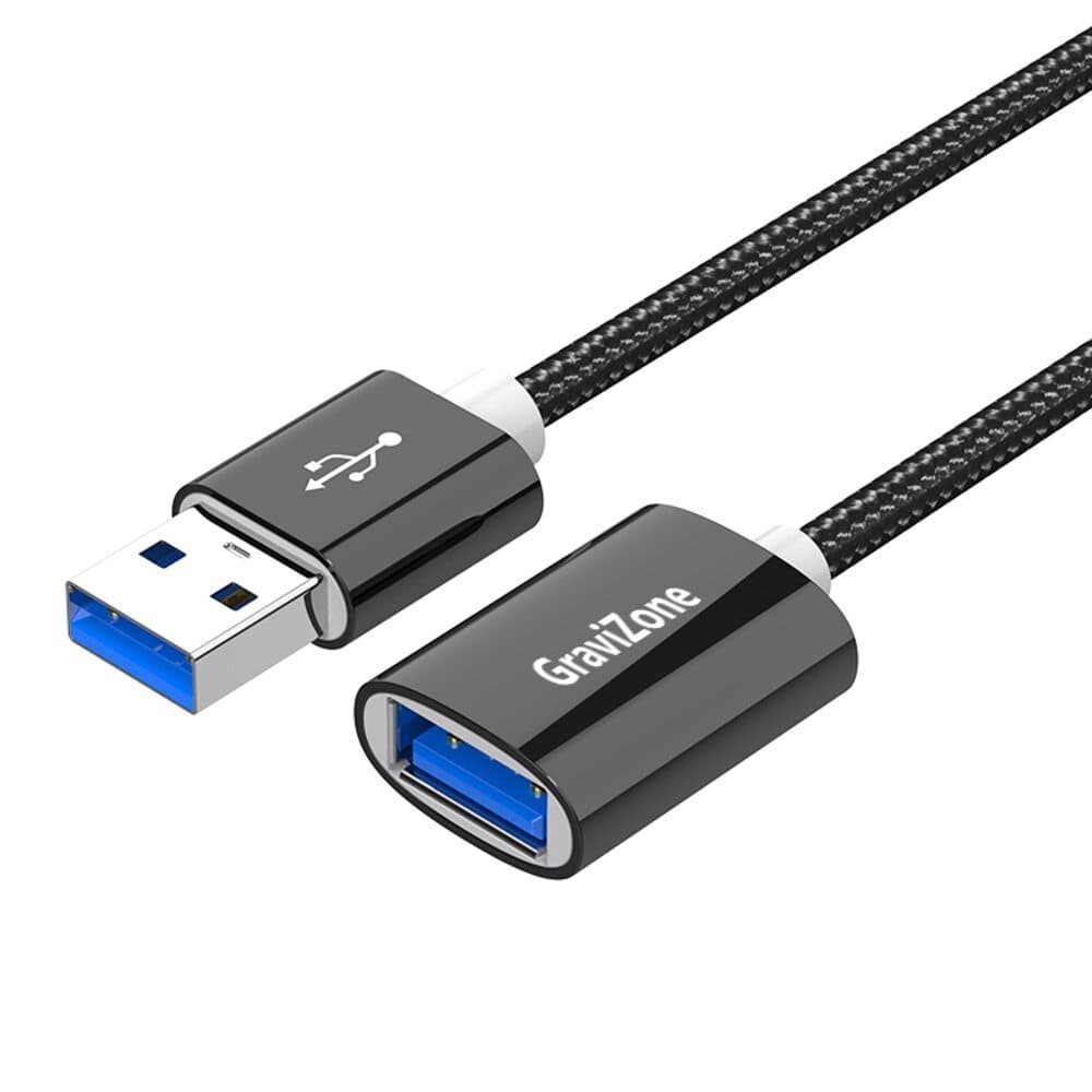 Gravizone USB Verlängerungskabel Usb2.0/3.0 A-Stecker zu A-Buchse USB-Kabel, Usb Stecker, Usb Buchse (100 cm), Nylon Kabel