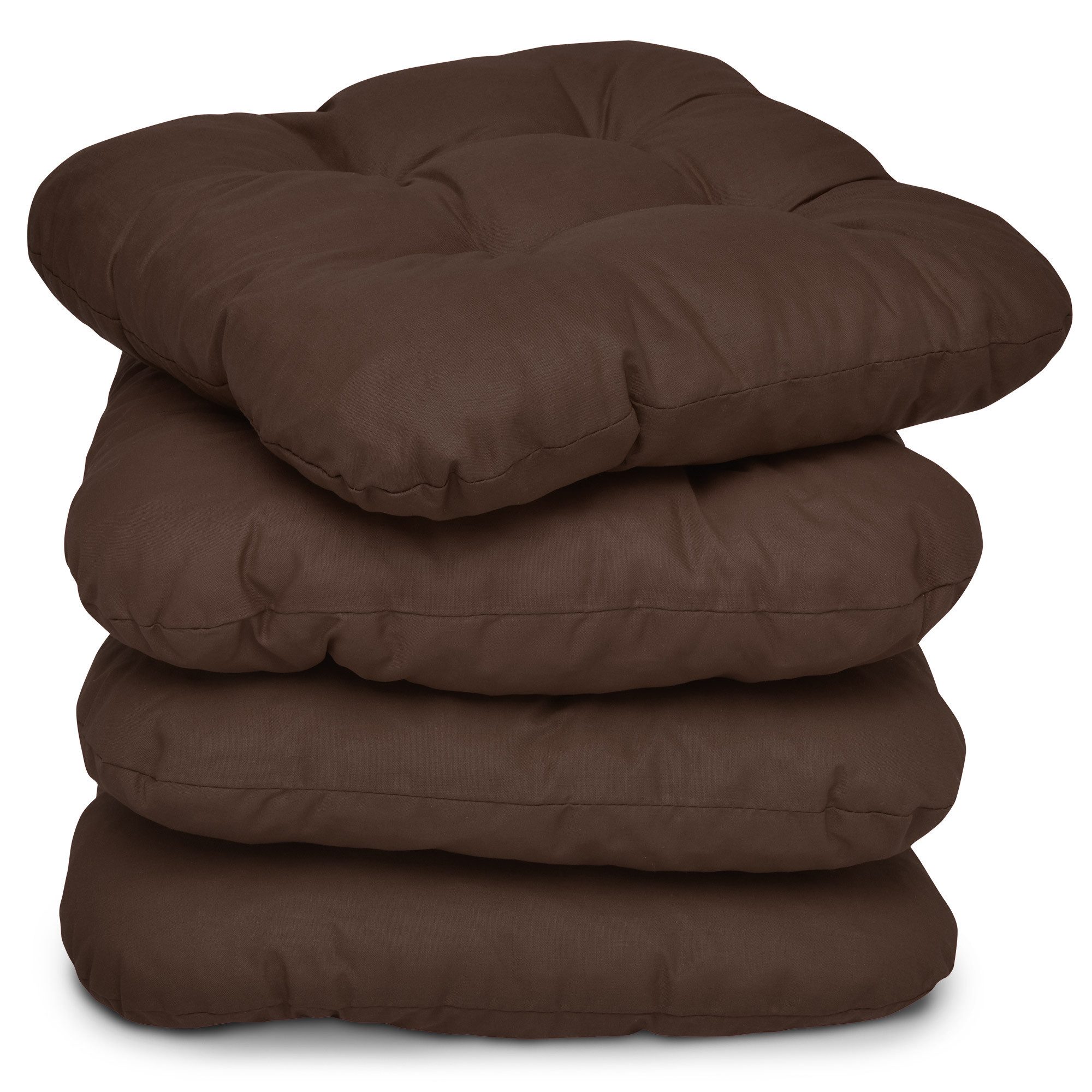 Beautissu Stuhlkissen 4er Set Sitzkissen Lisa Braun, 40x40x8cm, Indoor & Outdoor Kissen mit 8cm Schaumstoff Füllung, widerstandsfähig