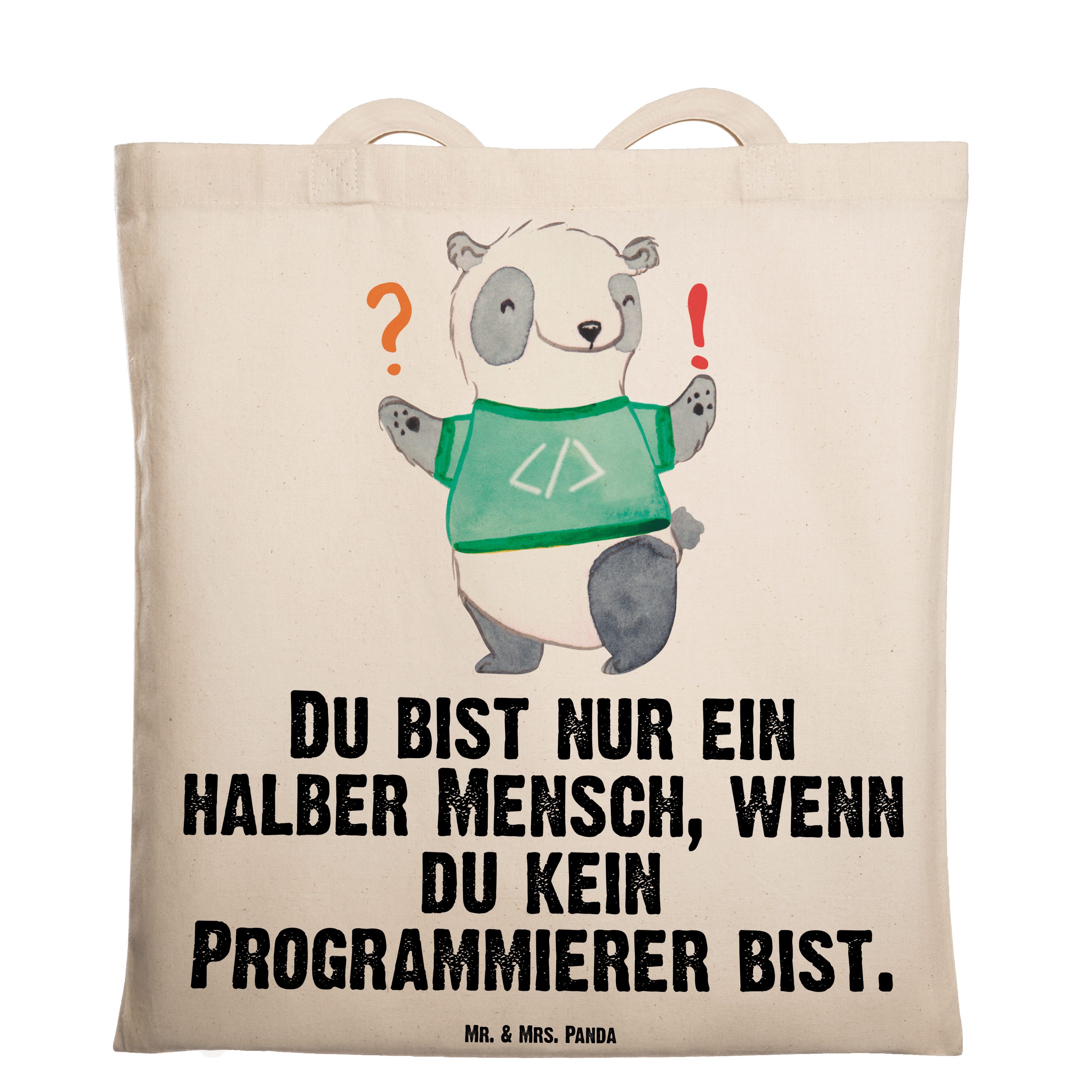 - Mrs. Transparent & Mr. Herz Programmierer - Panda Daten Computerfreak, Geschenk, mit Tragetasche (1-tlg)