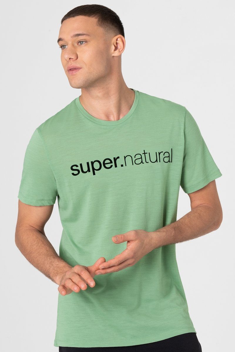 SUPER.NATURAL Print-Shirt Merino T-Shirt M 3D SIGNATURE TEE lässiger Merino-Materialmix Loden Frost/Jet Black