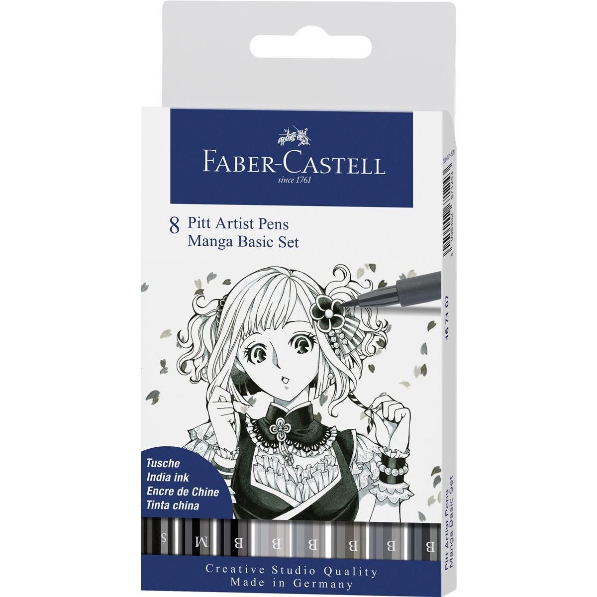 Faber-Castell Künstlerstift Faber-Castell Pitt Artist Pen Brush Tuschestift - Manga - 8er Etui