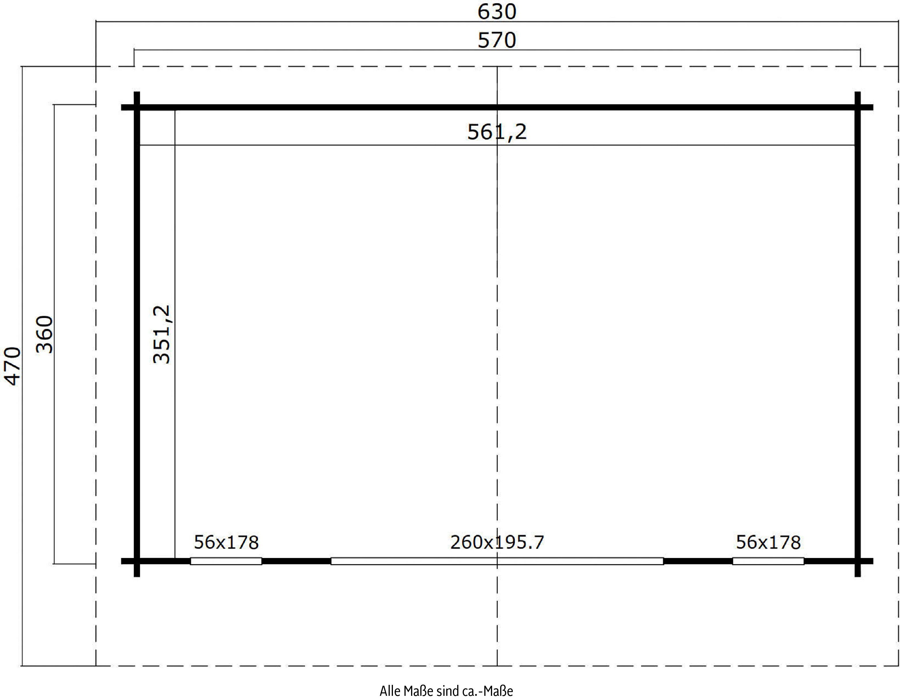 verlegen) (Set, LASITA lichtgrau 630x470 cm, Gartenhaus SUSSEX, inkl. MAJA BxT: Fussbodenbretter zum