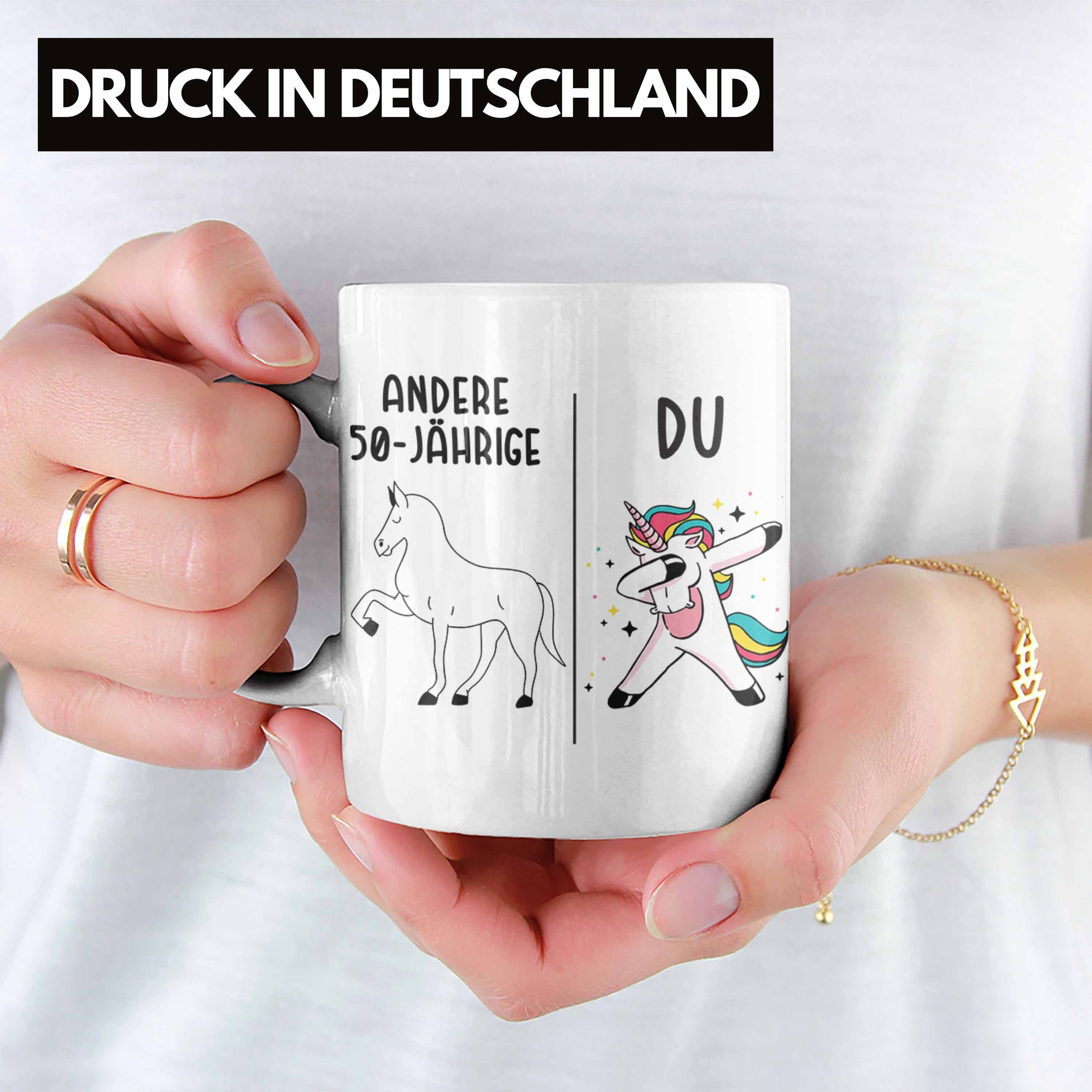 Trendation - Mama Frauen Geschenk Einhorn Geburtstag Tasse Trendation Geschenkidee 50. weiss Mutter Geburtstag Tasse 50er