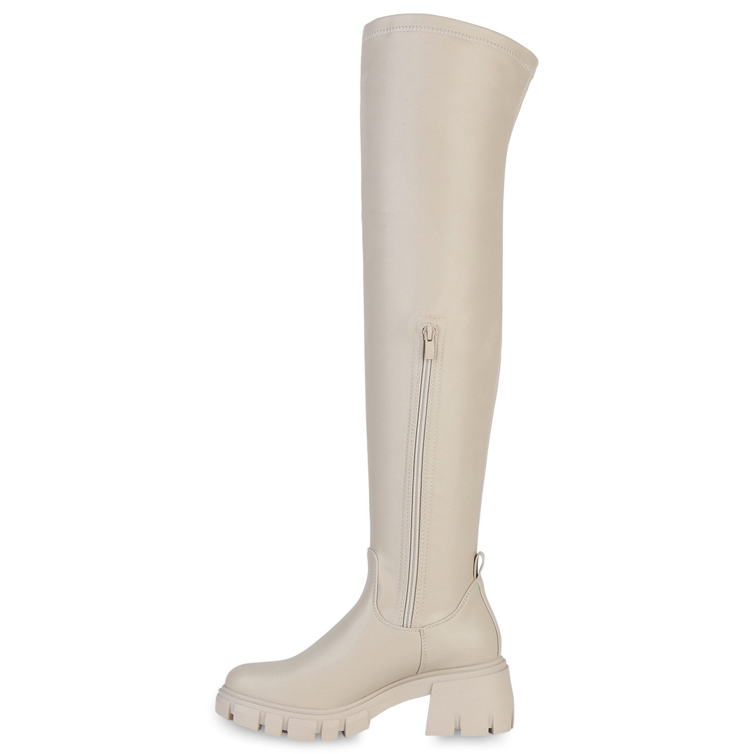 VAN HILL 838109 Overkneestiefel Damen Leicht Gefütterte Overknees Stiefel P günstig online kaufen