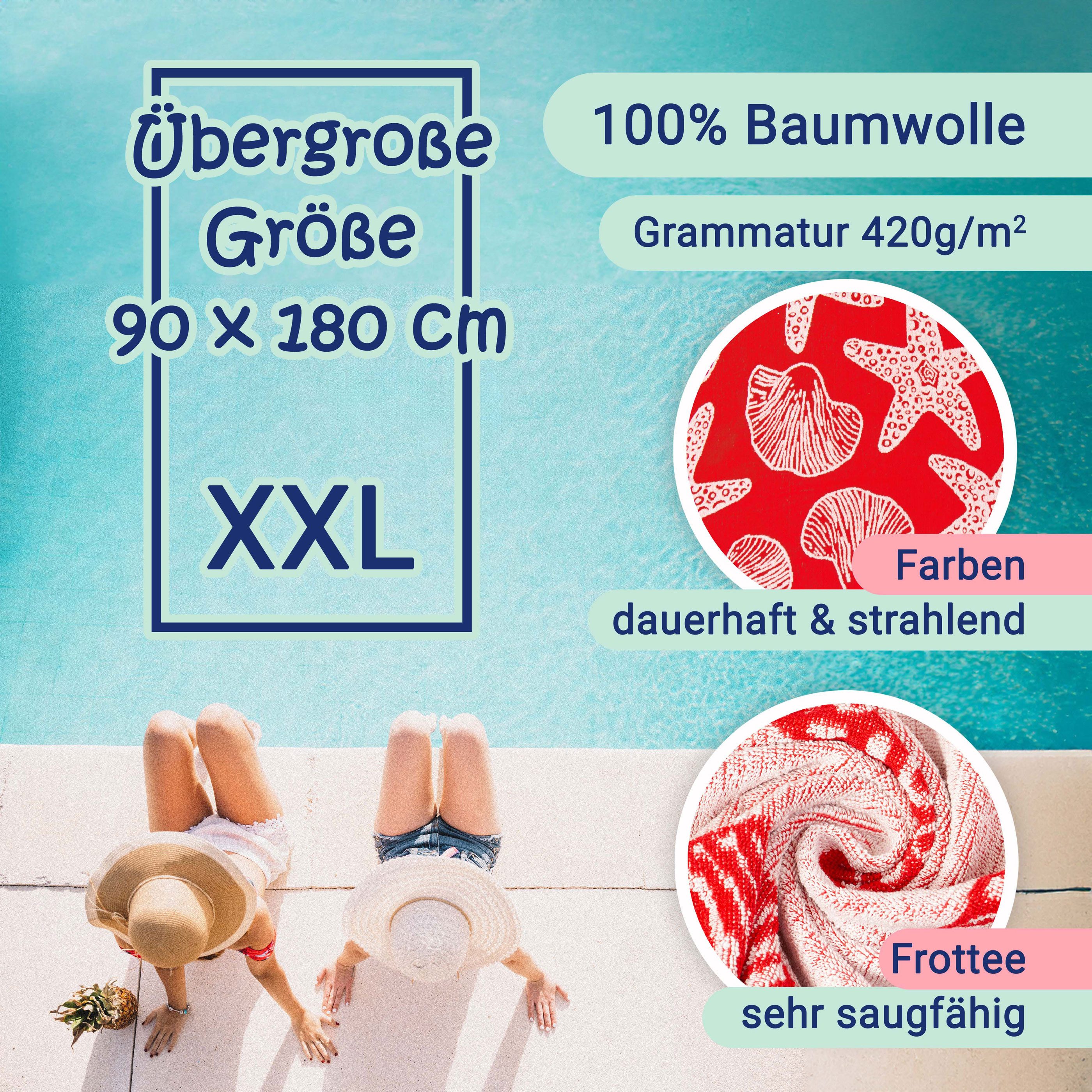 ZOLLNER Strandtuch, Frottee (1-St), 90 x 180 cm, 100% Baumwolle, mit Meerestier-Design