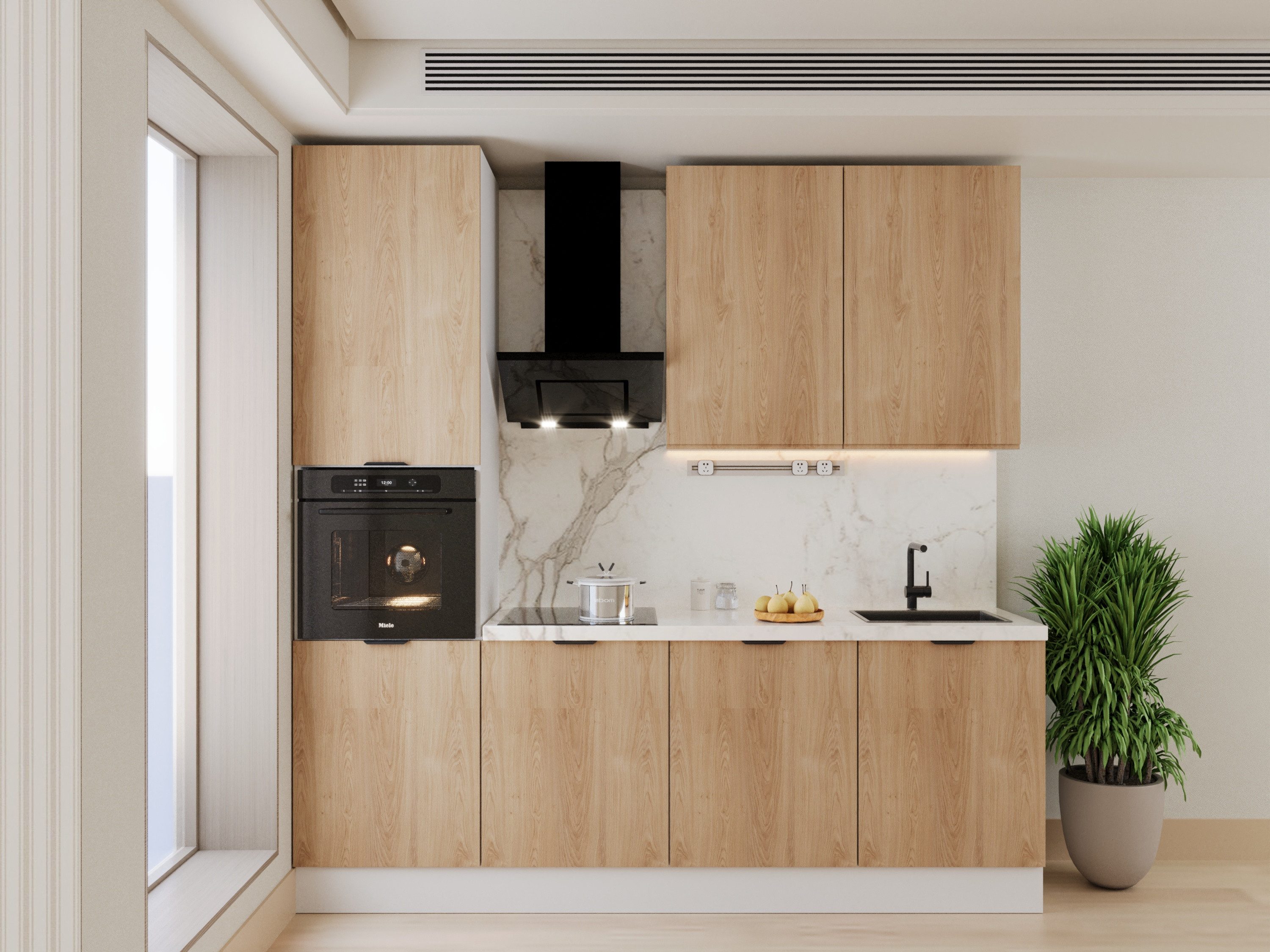 ROYAL24_MARKT Küchenzeile – KU-S21 – Sorento – Kompakte Moderne für jeden Raum, (Komplett Set), Premium – Elegant – Präzise