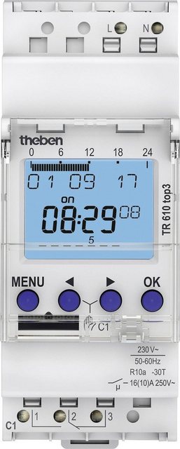 theben »Theben Zeitschaltuhr für Hutschiene Betriebsspannung 230 V AC TR610 top3 1 Wechsler 16 A 250 V AC W« Kabel Receiver  - Onlineshop OTTO