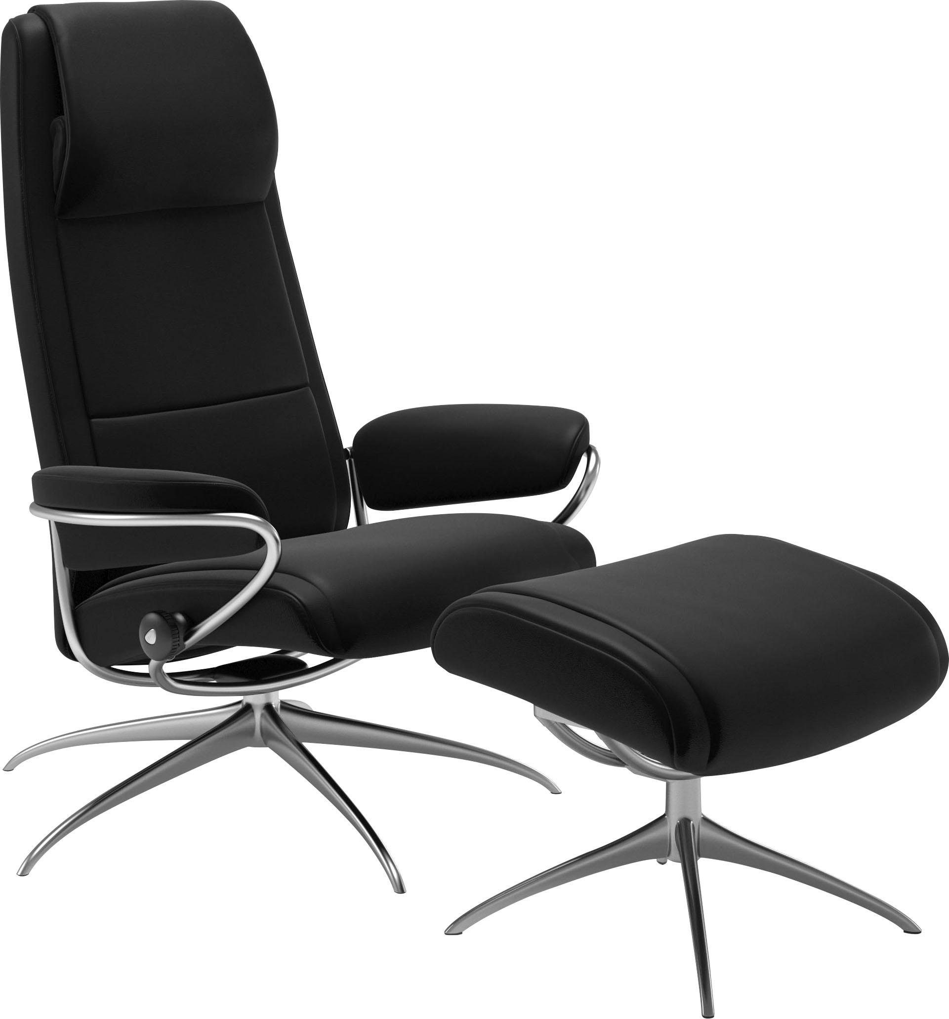 Stressless® Relaxsessel Paris (Set, Relaxsessel mit Hocker), mit Hocker, High Back, mit Star Base, Gestell Chrom