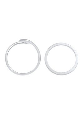Elli Ring-Set Wellen Wave Bandring Basic Set (2 tlg) 925 Silber, Wellen