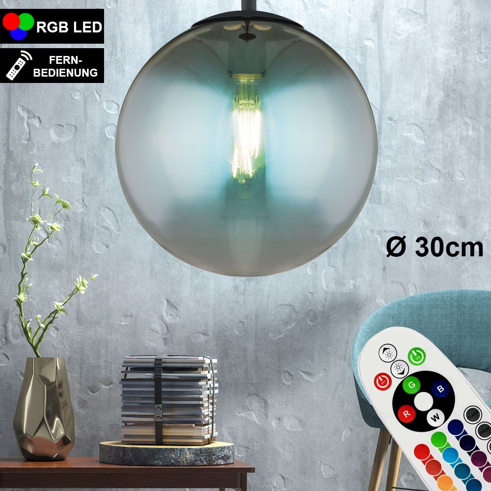 etc-shop LED Pendelleuchte, Leuchtmittel inklusive, Warmweiß, Farbwechsel, Kugel Design Decken Pendel dimmbar Leuchte