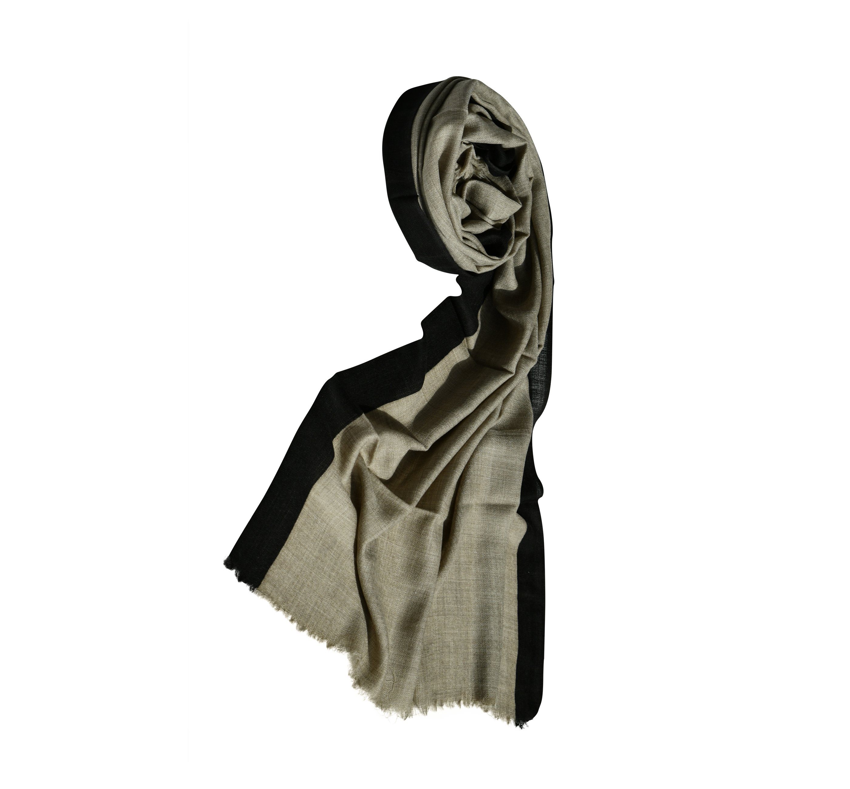Wollschal Zweifarbig (Einzelstück), Design, Schwarz x Größe: 210 Hals Kopf im cm Blue cm um schlichten Chilli 75 Schal getragen, und