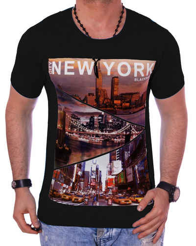 BLACKROCK T-Shirt Herren Shirt T-Shirt Urlaub USA Amerika New York kurzarm Rundhals bedruckt Print Slim-Fit