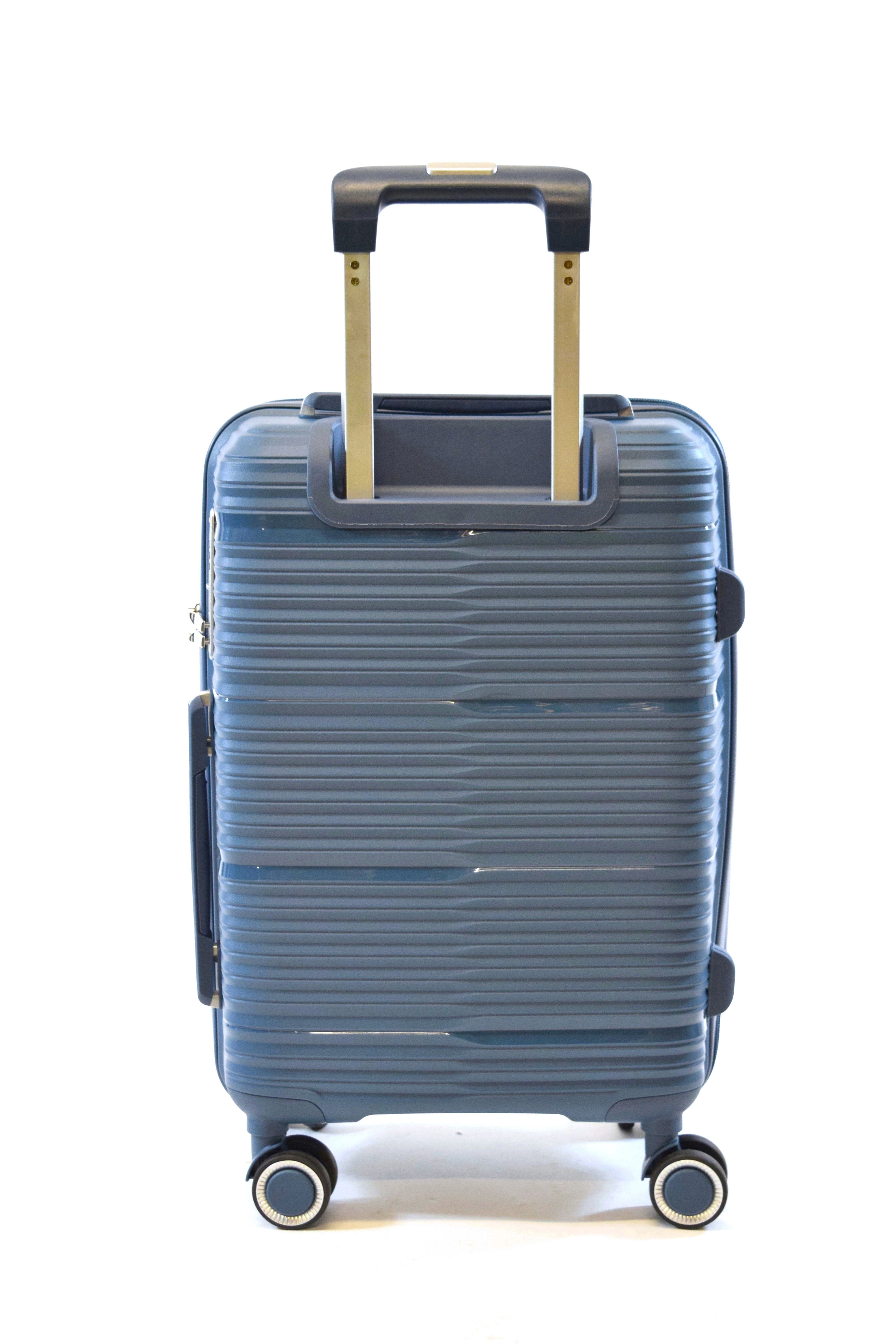 Zimmert Leather Hartschalen-Trolley Flightourer, 4 Rollen, Grau, Blau, Polypropylen, Bruchsicher, versenktes TSA Schloss