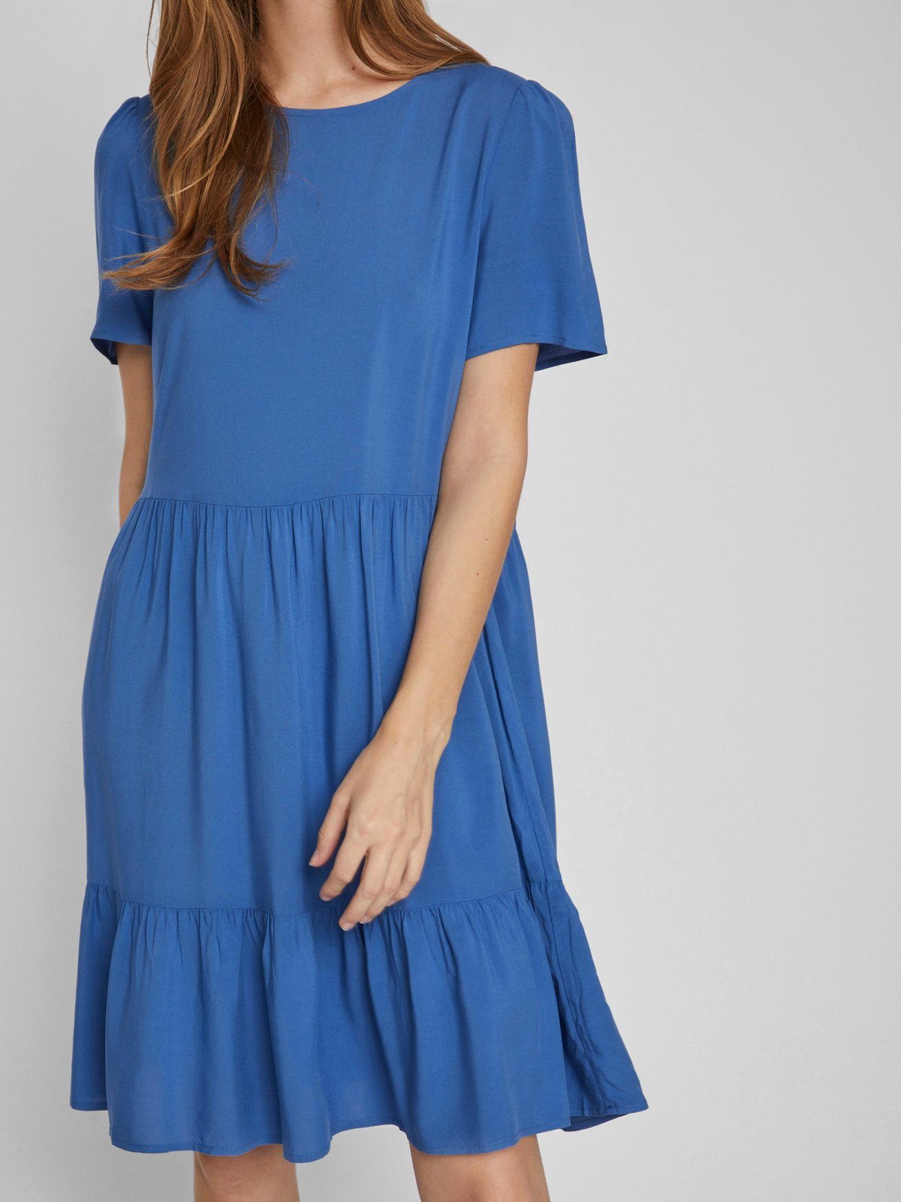 Vila Shirtkleid Blusen Kleid 6067 Kurzarm Blau VIPAYA Dress (kurz) Knielanges in