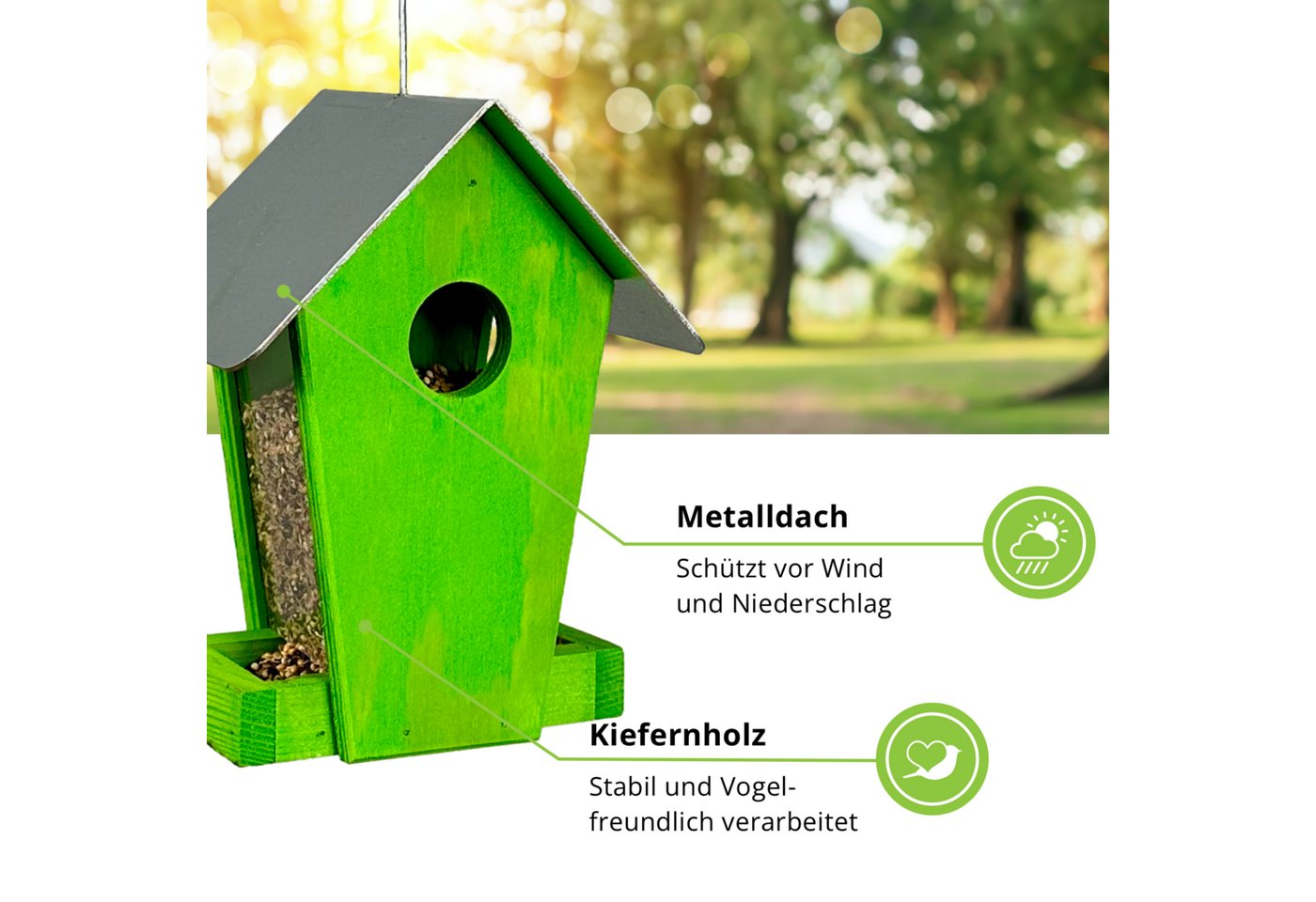 Thumbnail - gartenetage Vogelhaus Streufuttersilo Schweden – Bunte Vogelfütterung für Ihren Garten, Wetterfestes Design, Einfache Ha...