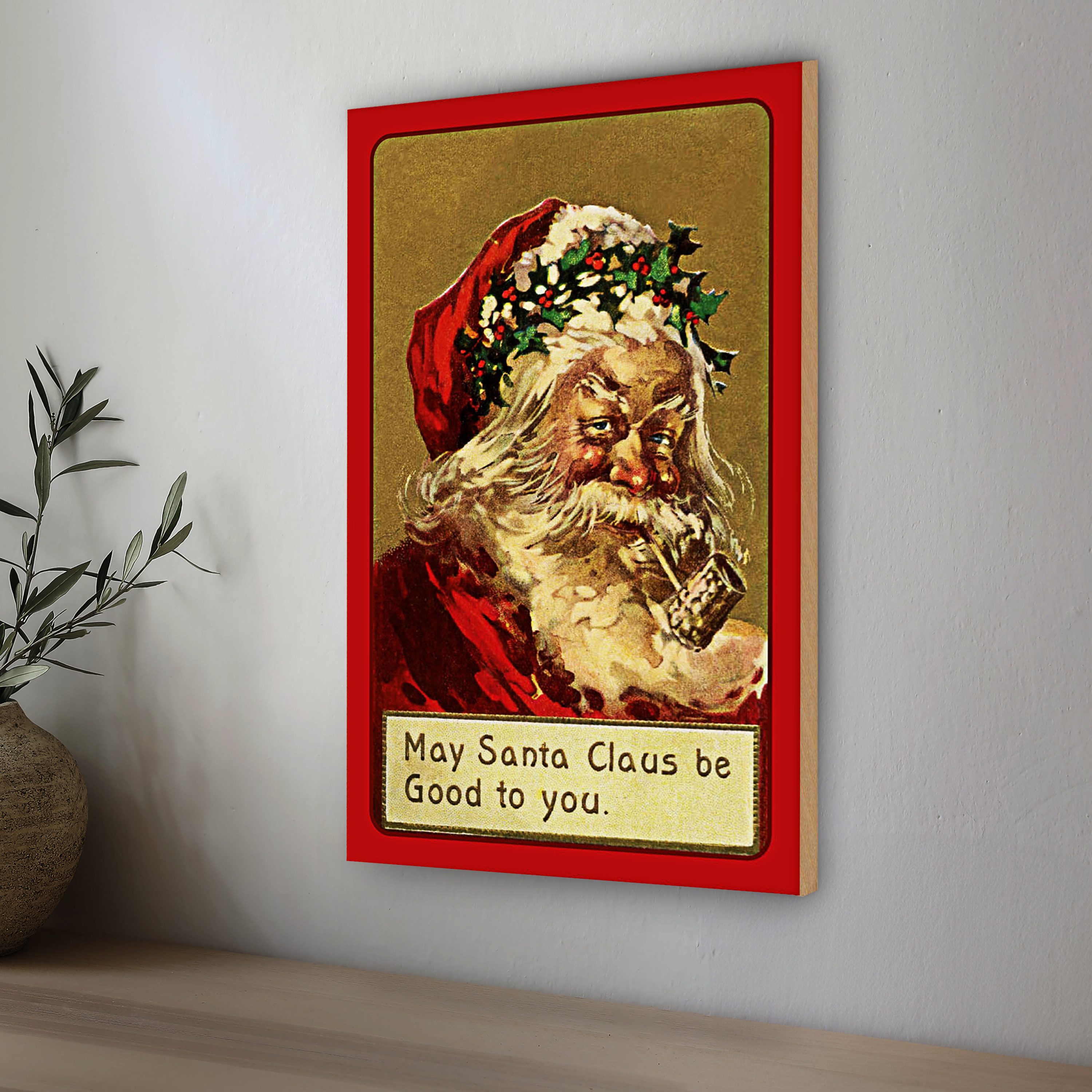 Roomando Holzbild Weihnachten Christmas Santa Claus lustig 30x40cm