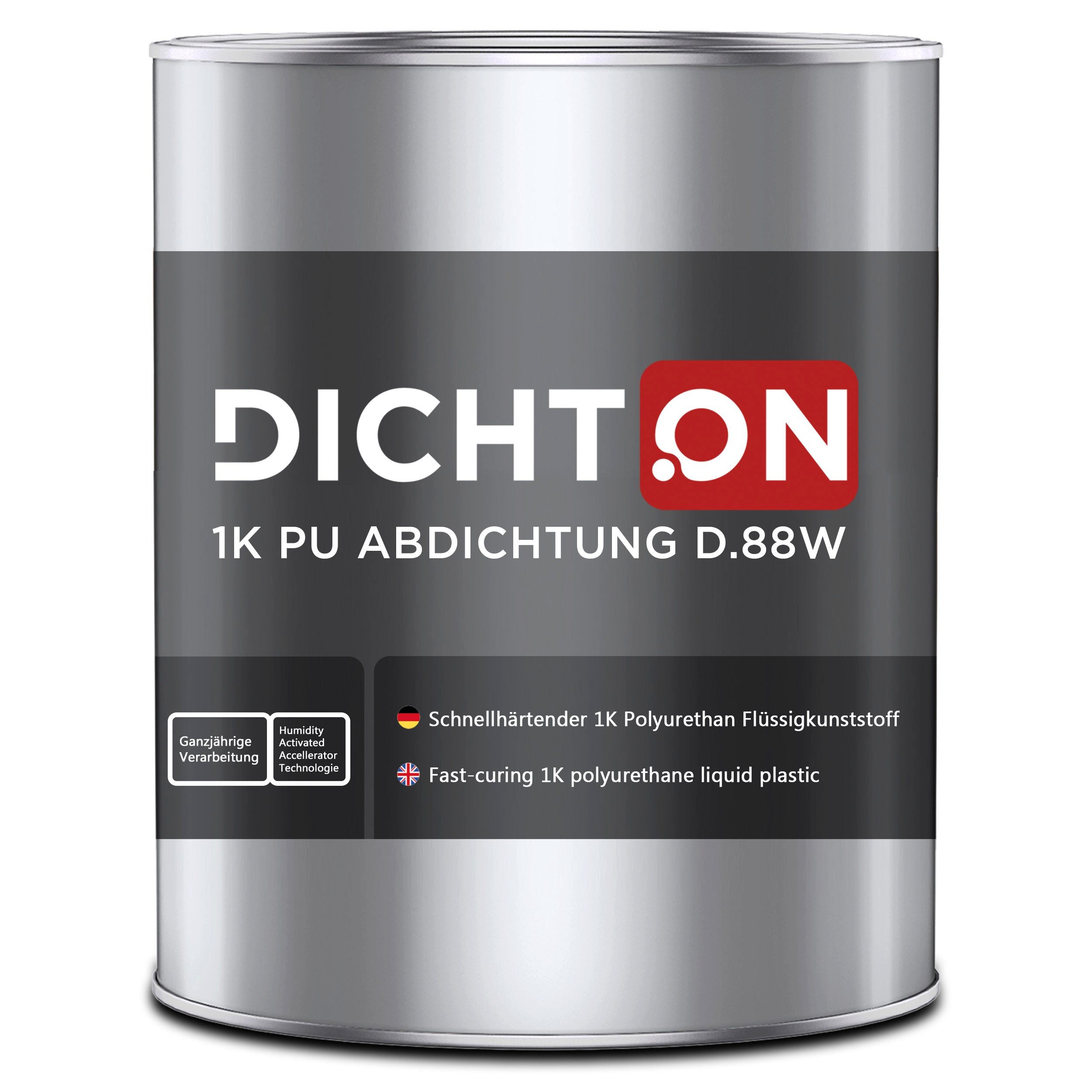 DICHTON Dichtstoff D.88W 1K PU Flüssigkunststoff, Flüssigkunststoff auf Polyurethan-Basis, Schnelle & sichere Verarbeitung, Vielseitig einsetzbar, Extrem widerstandsfähig, Optisch & technisch flexibel, Effizient & nachhaltig, (DICHTON D.88W, 1-tlg., neueste Generation,schnellhärtend,blasenfrei, ganzjährige Verarbeitung)