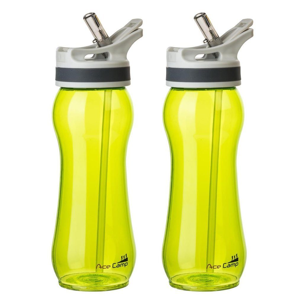 AceCamp Trinkflasche 2er-Set 550 ml mit Sprungdeckel in Grün für Alltag, Sport und Outdoor, BPA-frei, auslaufsicher, leicht, alltagstauglich, Sprungdeckel