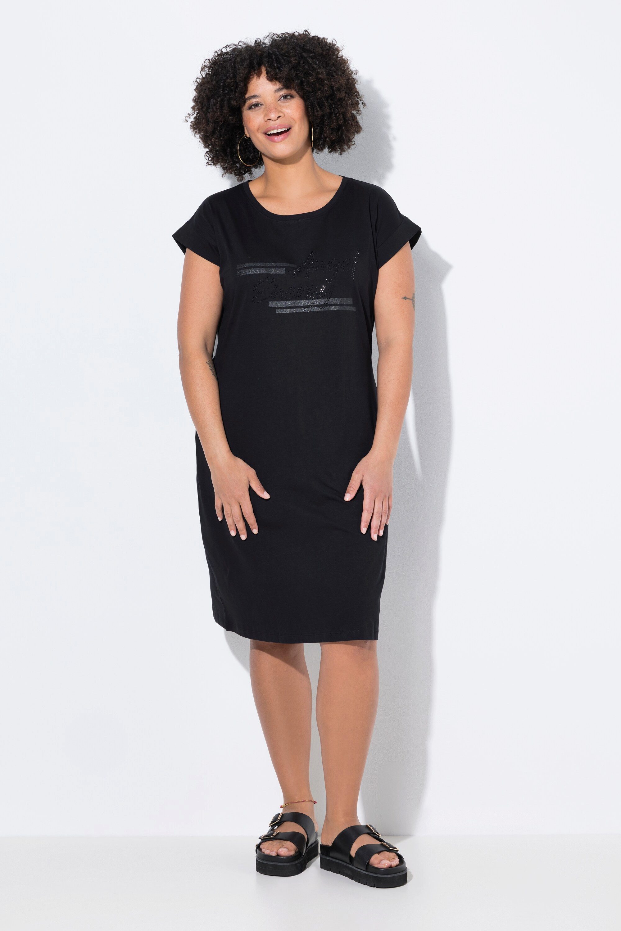 Angel of Style Jerseykleid Shirtkleid A-Linie Jersey Glitzer-Schriftzug günstig online kaufen