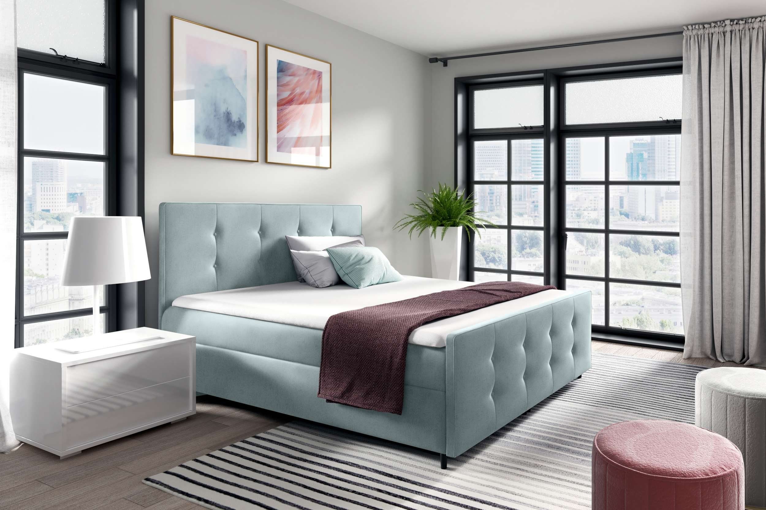 99rooms Boxspringbett Primo (Schlafzimmerbett, Bett), 120/140/160/180/200x200, Bonellfederkern Matratze, Topper, Bettkasten