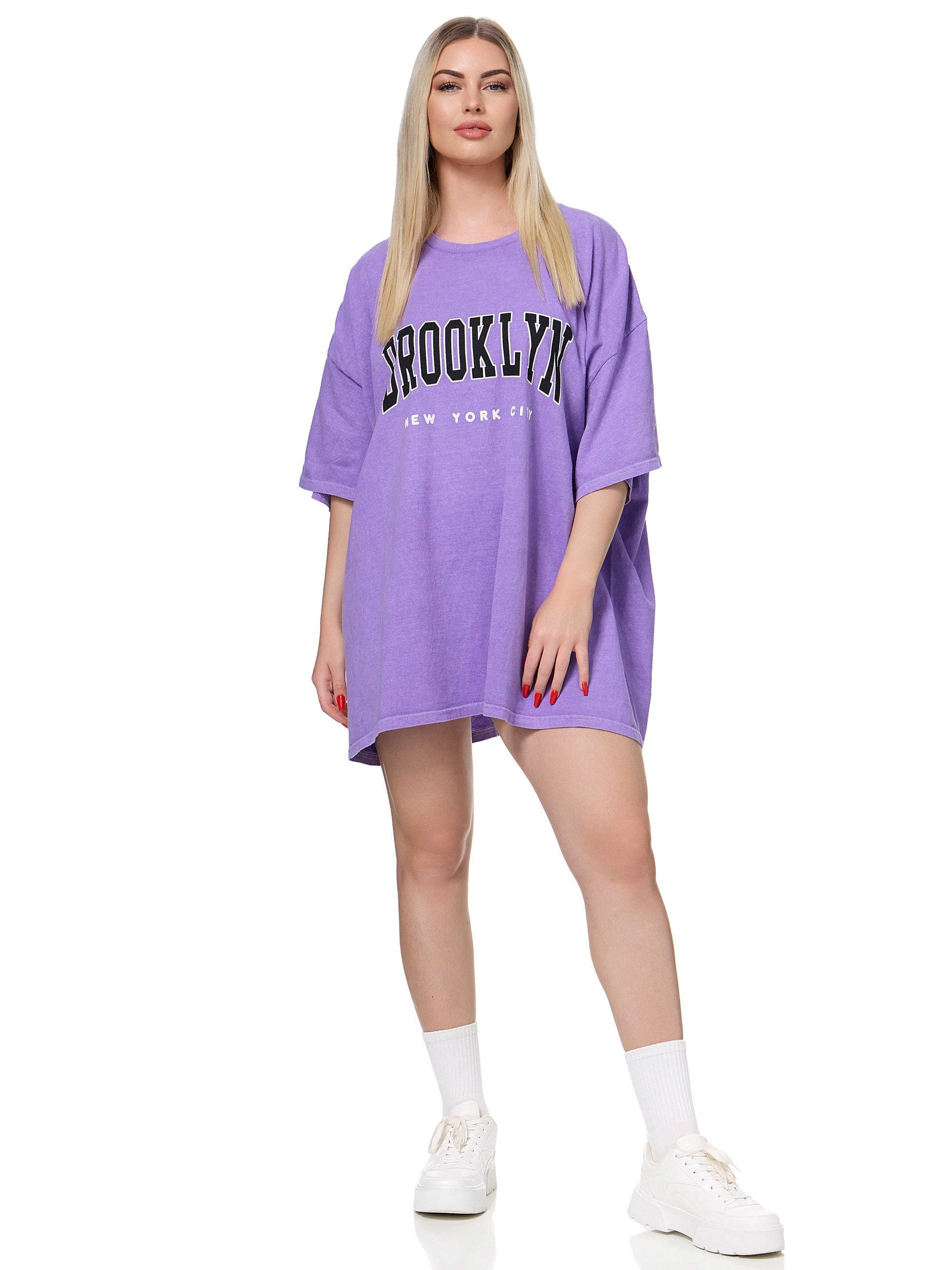 Worldclassca T-Shirt Worldclassca Oversized Print BROOKLYN T-Shirt lang Sommer Oberteil