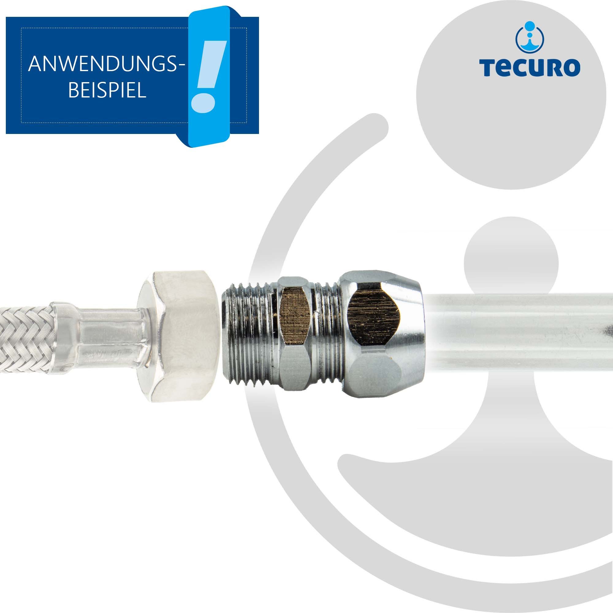 tecuro Gewindefitting Quetschverschraubung G 3/8 Zoll x Ø 10 mm Rohr verchromt – Bild 5 von 5