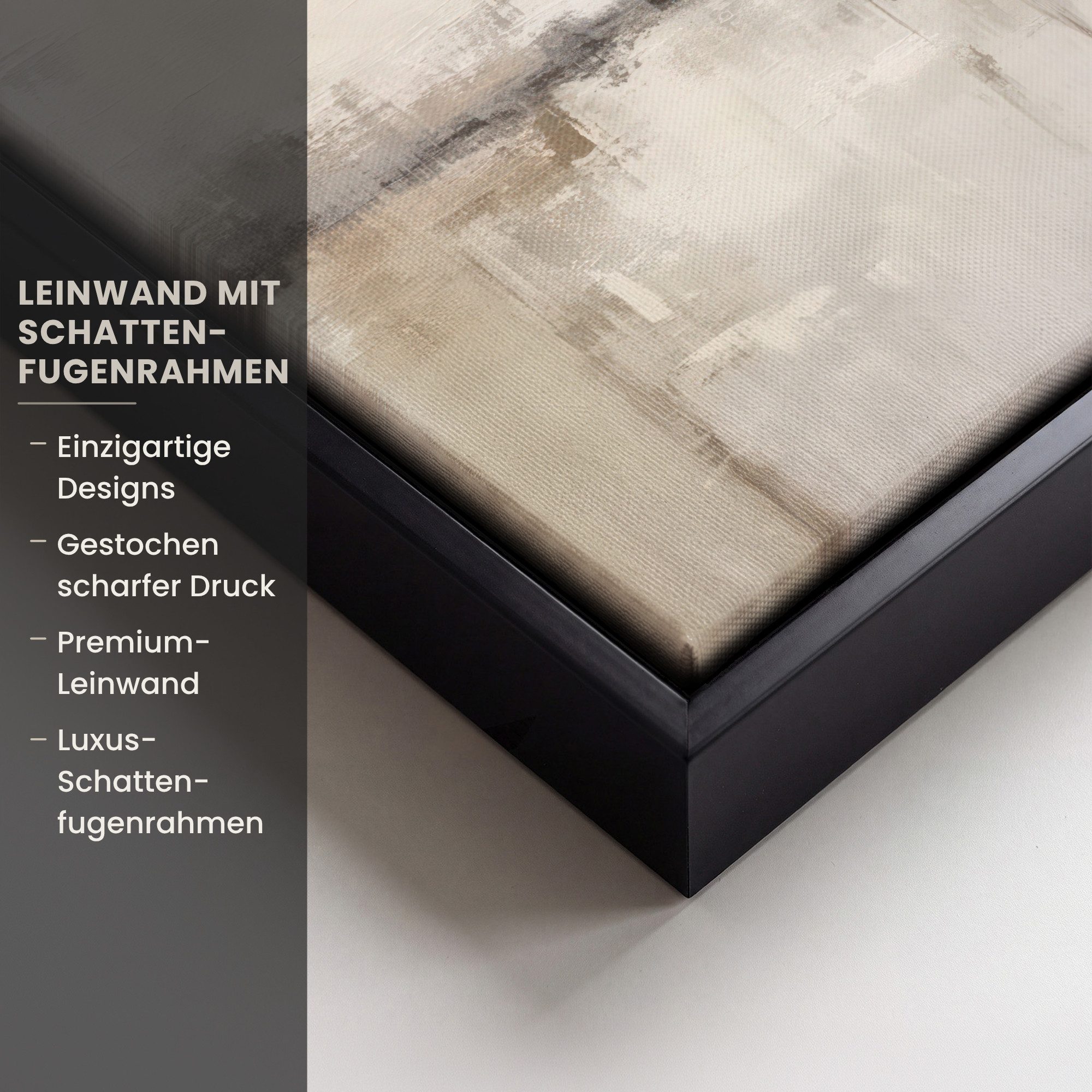 OneMillionCanvasses® Leinwandbild mit Rahmen - Moderne Kunst - Abstrakt - Beige, Fotodruck (1 St), Leinwand Bilder Klein, Wand Dekoration Aesthetic 20x20cm – Bild 3 von 5