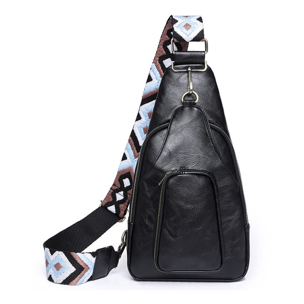 AUKUU Umhängetasche Umh?ngetaschen Umh?ngetasche Boho Brusttasche schwarz Bag Sling Damen