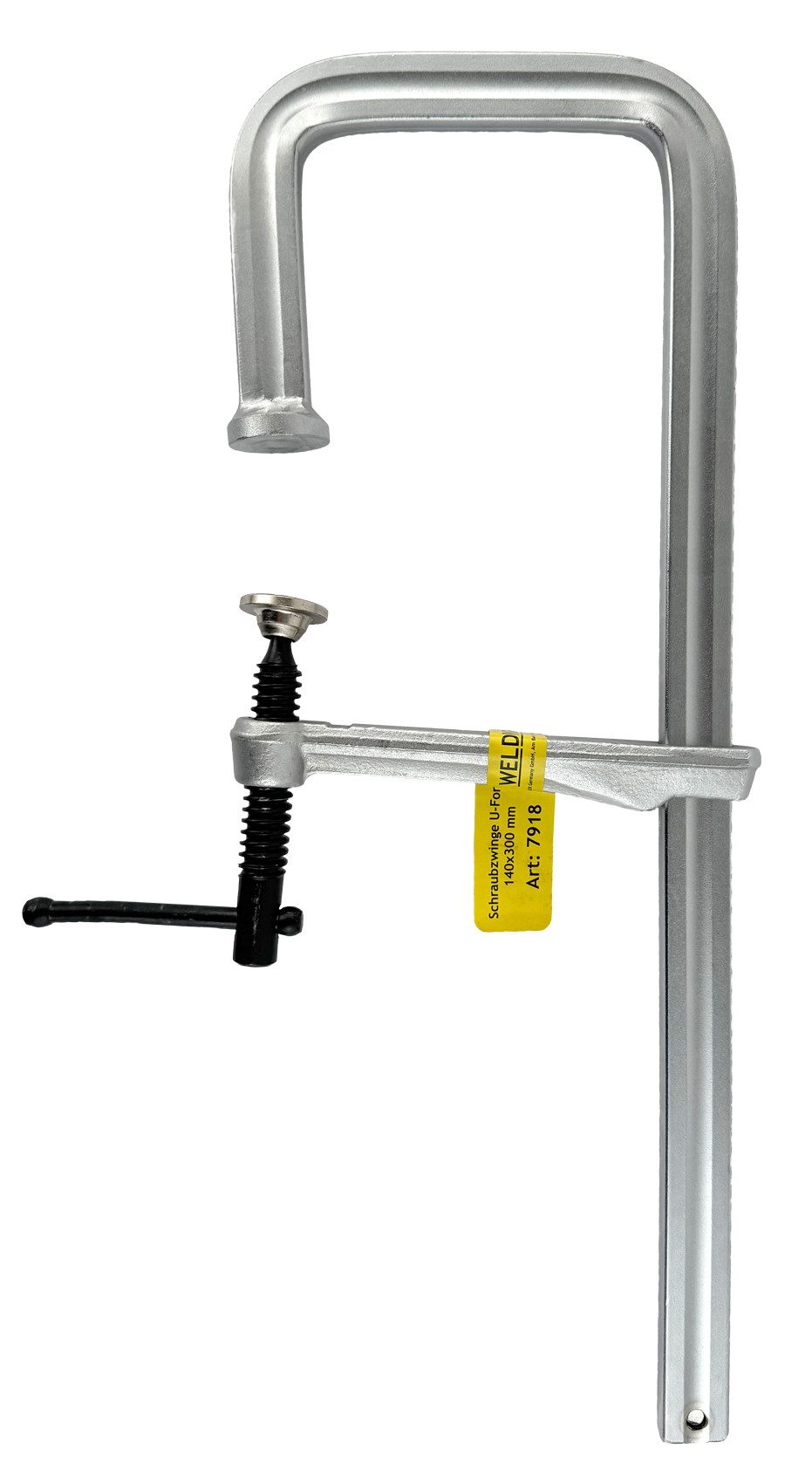 WELDINGER Schraubzwinge Ganzstahl-Schraubzwinge U-Form 140x300 mm für T- und Doppel-T-Profile, (1 St), U-Form 140x300 mm