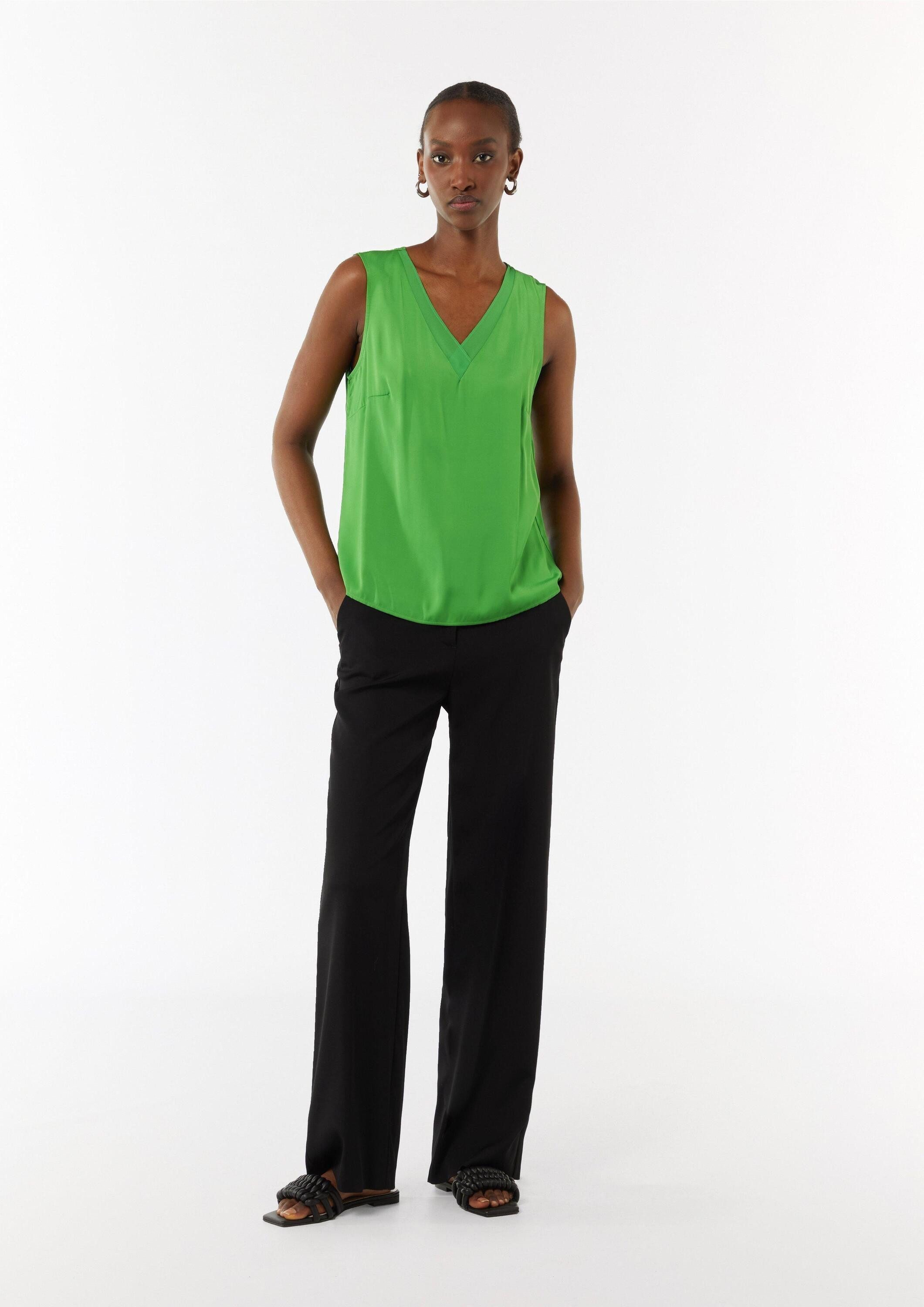 comma Blusentop Bluse Satin-Top mit Chiffon-Ausschnitt