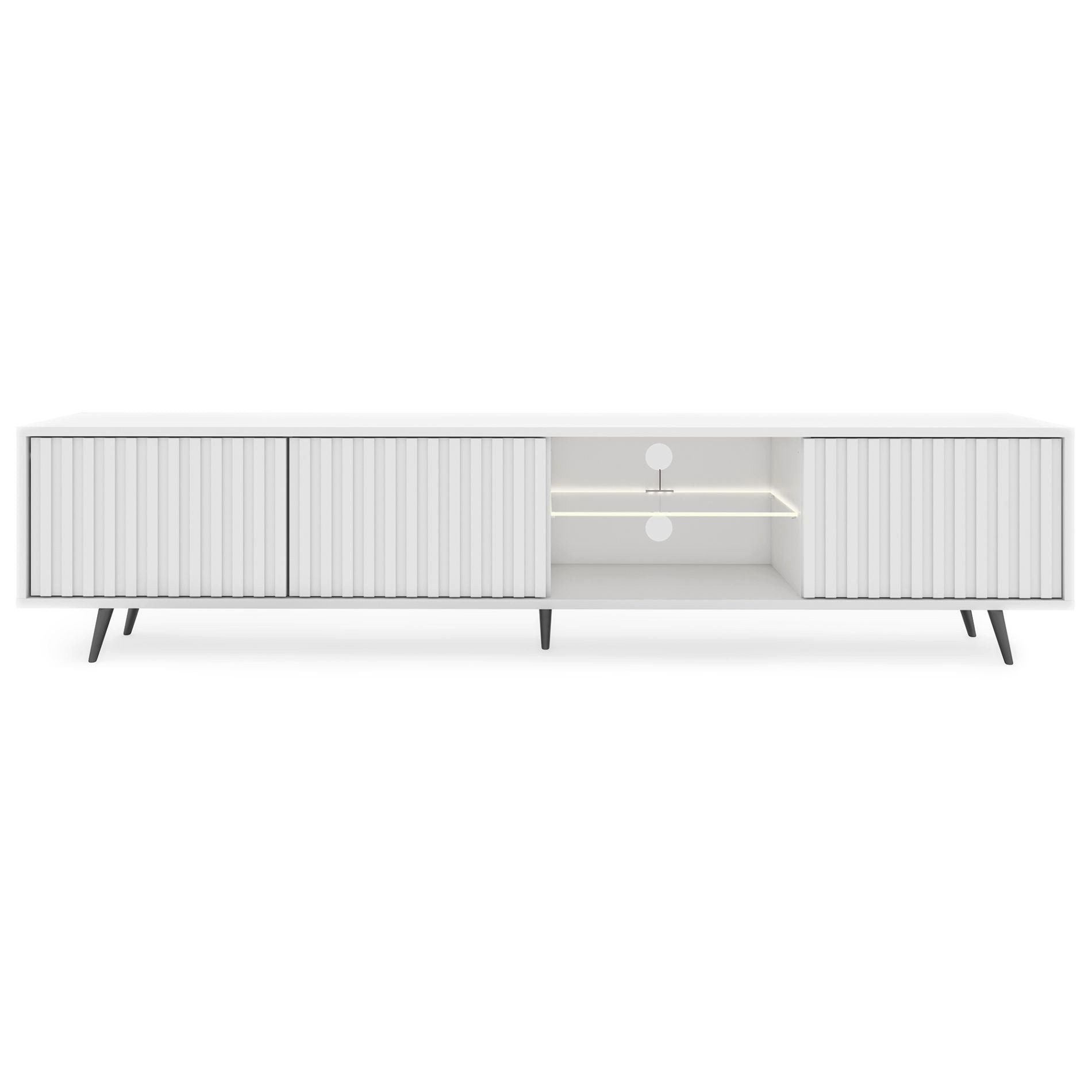 Selsey TV-Schrank Bello mit schwarzen Füßen, Lamellenfronten und LED, 175 cm – Bild 2 von 5