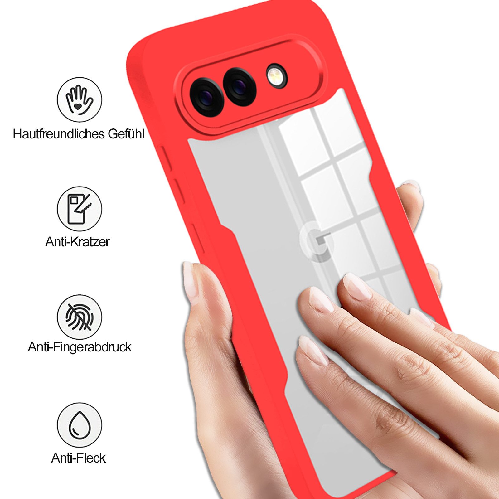 betterfon Handyhülle 360 Grad Schutzhülle für Google Pixel 10a - Full Body Case, Vollschutz Case mit integriertem Displayschutz und klarer Sicht – Bild 4 von 5
