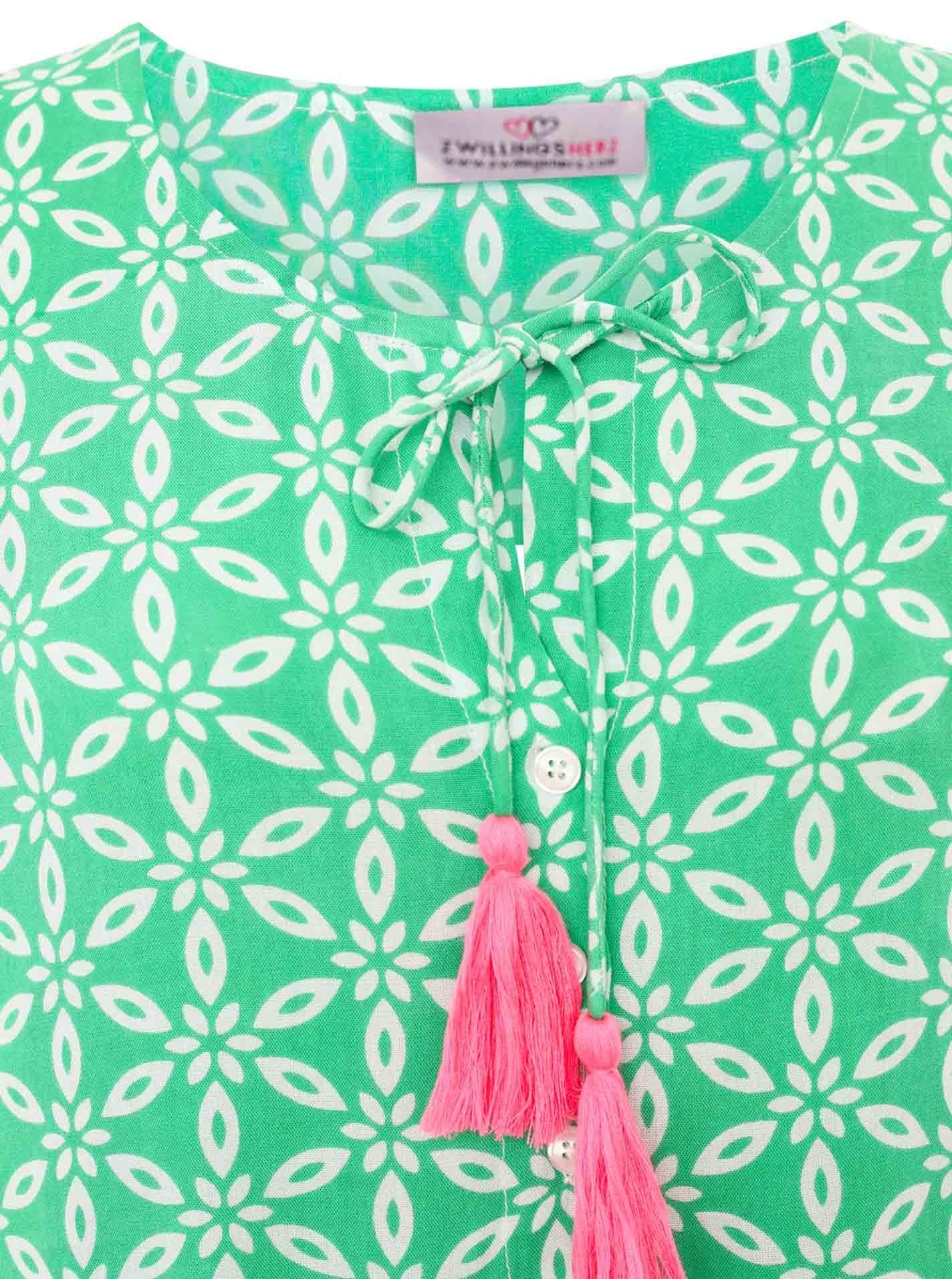 Zwillingsherz Sommerkleid "Stargazing" mit Muster, langen Ärmeln und Tassel günstig online kaufen