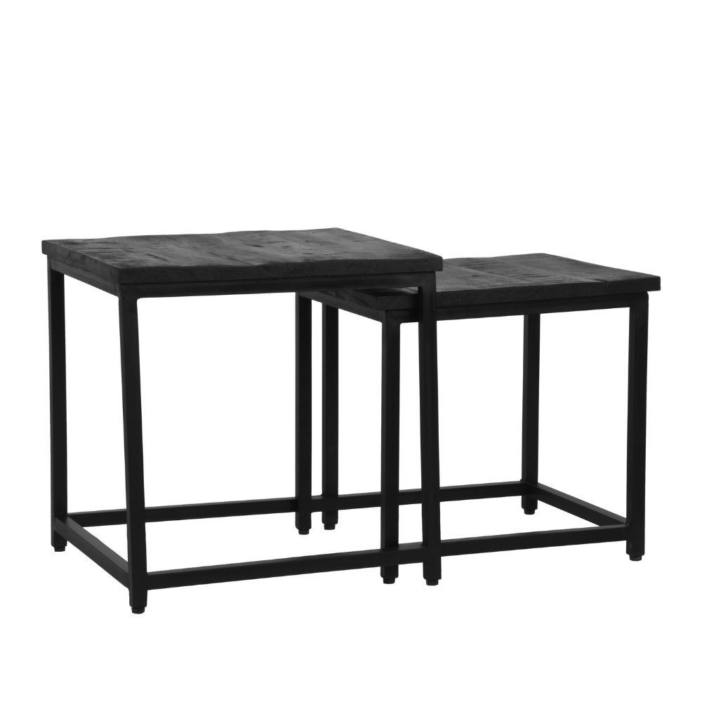 RINGO-Living Beistelltisch Möbel in Schwarz Couchtisch aus Mangoholz 450x450x450mm, Kalama