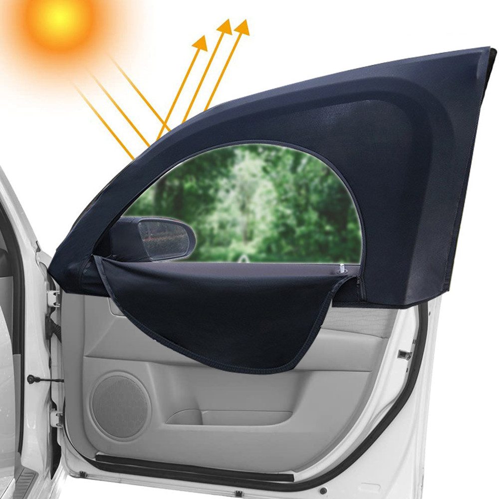 Diwzbyn Autosonnenschutz 2-teilige Autofensterjalousien UV-Schutz mit Reißverschluss, für Camping, Seitenfenster-Bildschirm für Van, Camper, SUV