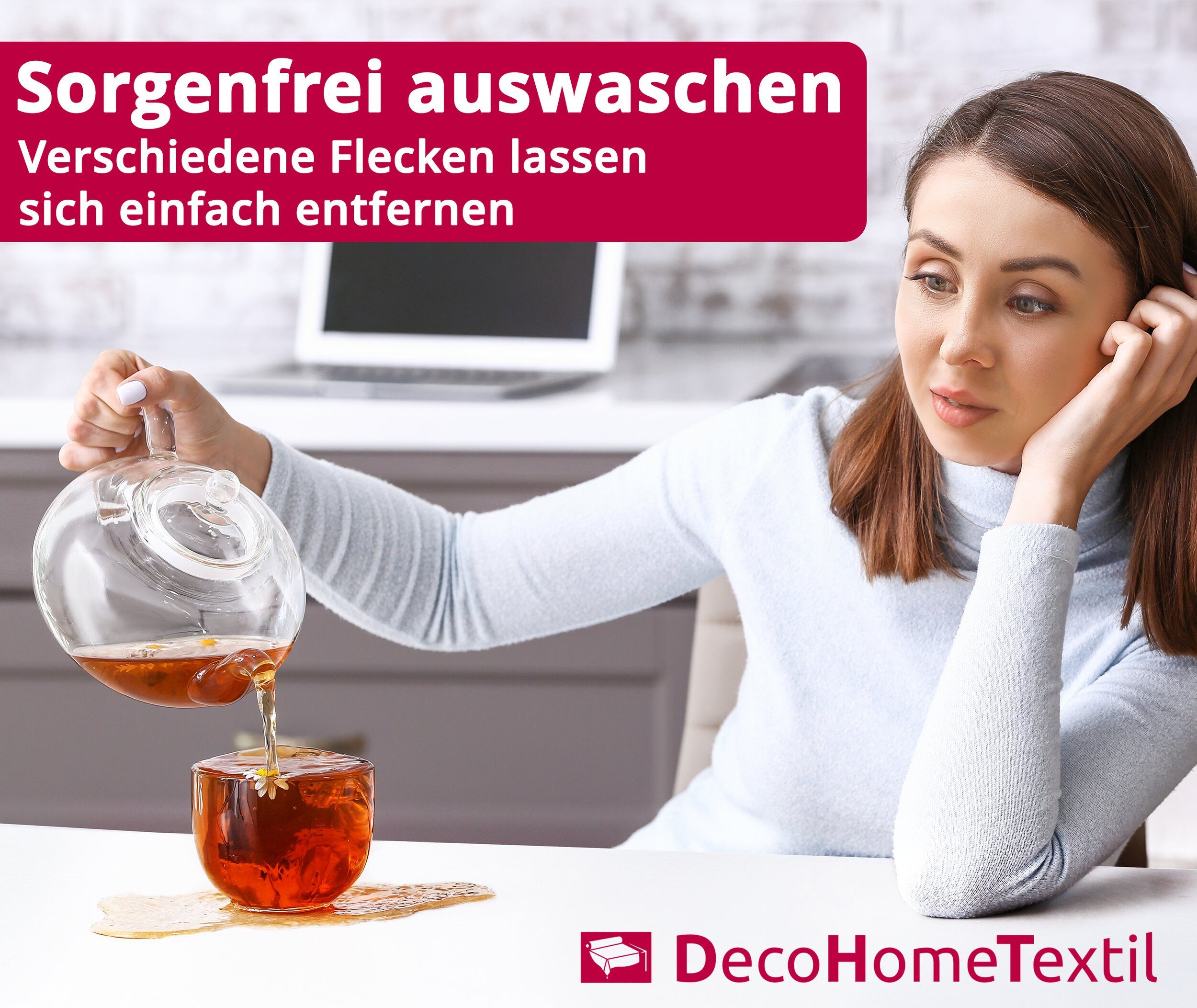 DecoHomeTextil Heimtextilmanufaktur Tischdecke 100% Baumwolle Damast Gastro Edition Weiß Feinste Vollzwirn Qualität