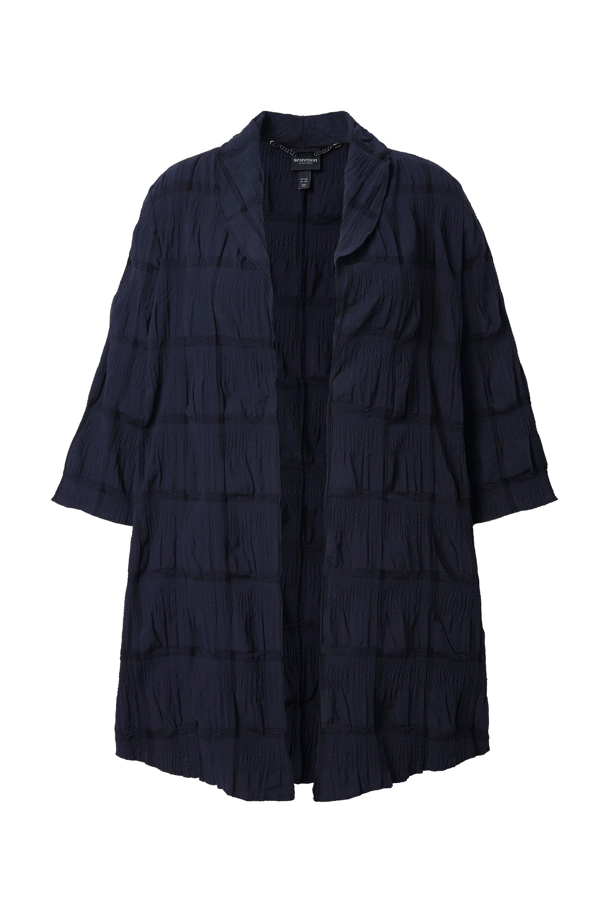 Ulla Popken Sommerjacke Jacke 3D-Struktur A-Linie V-Ausschnitt 3/4-Arm günstig online kaufen